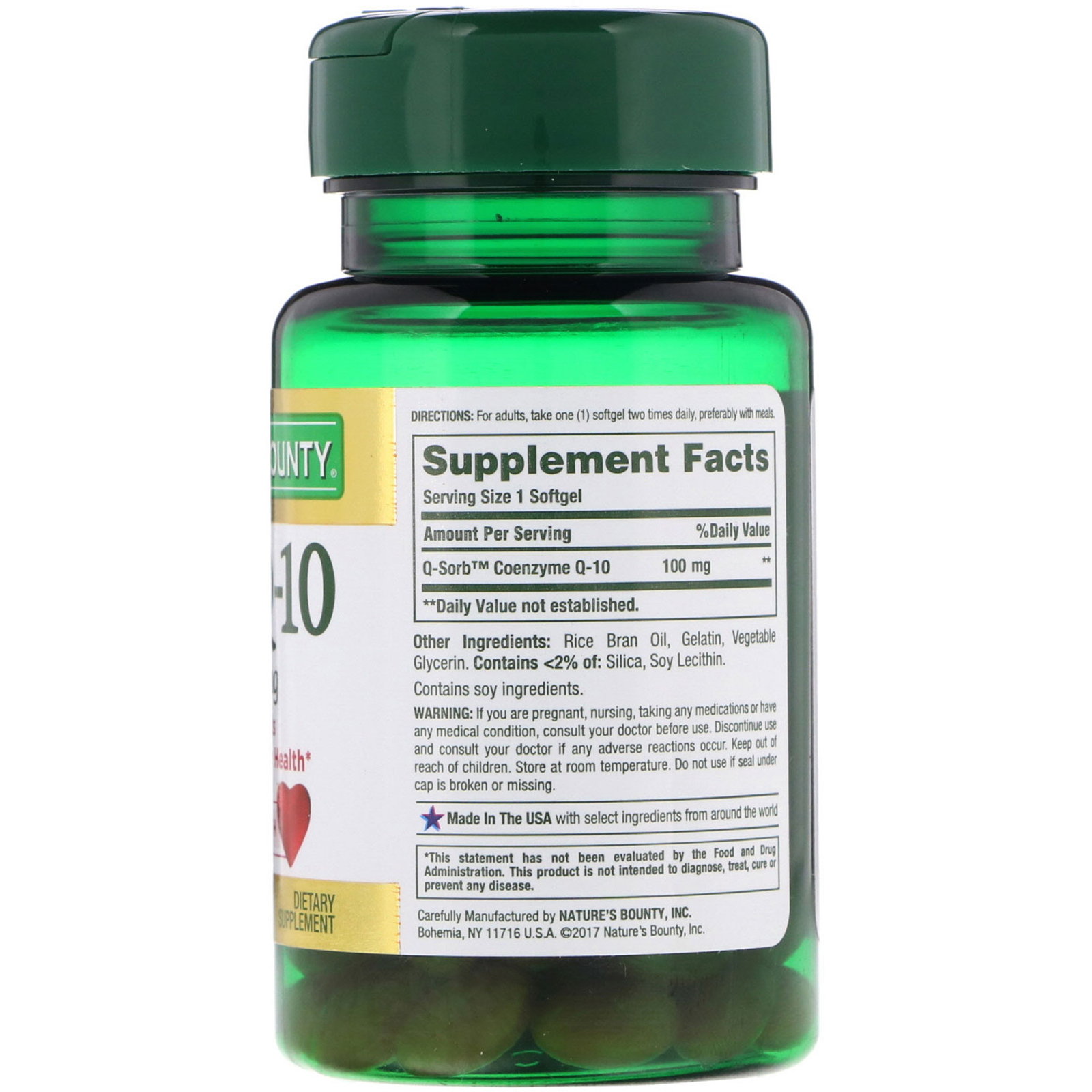 Nature's Bounty, Co Q-10, 100 mg, 45 Rapid Release Softgels - Imagem 2