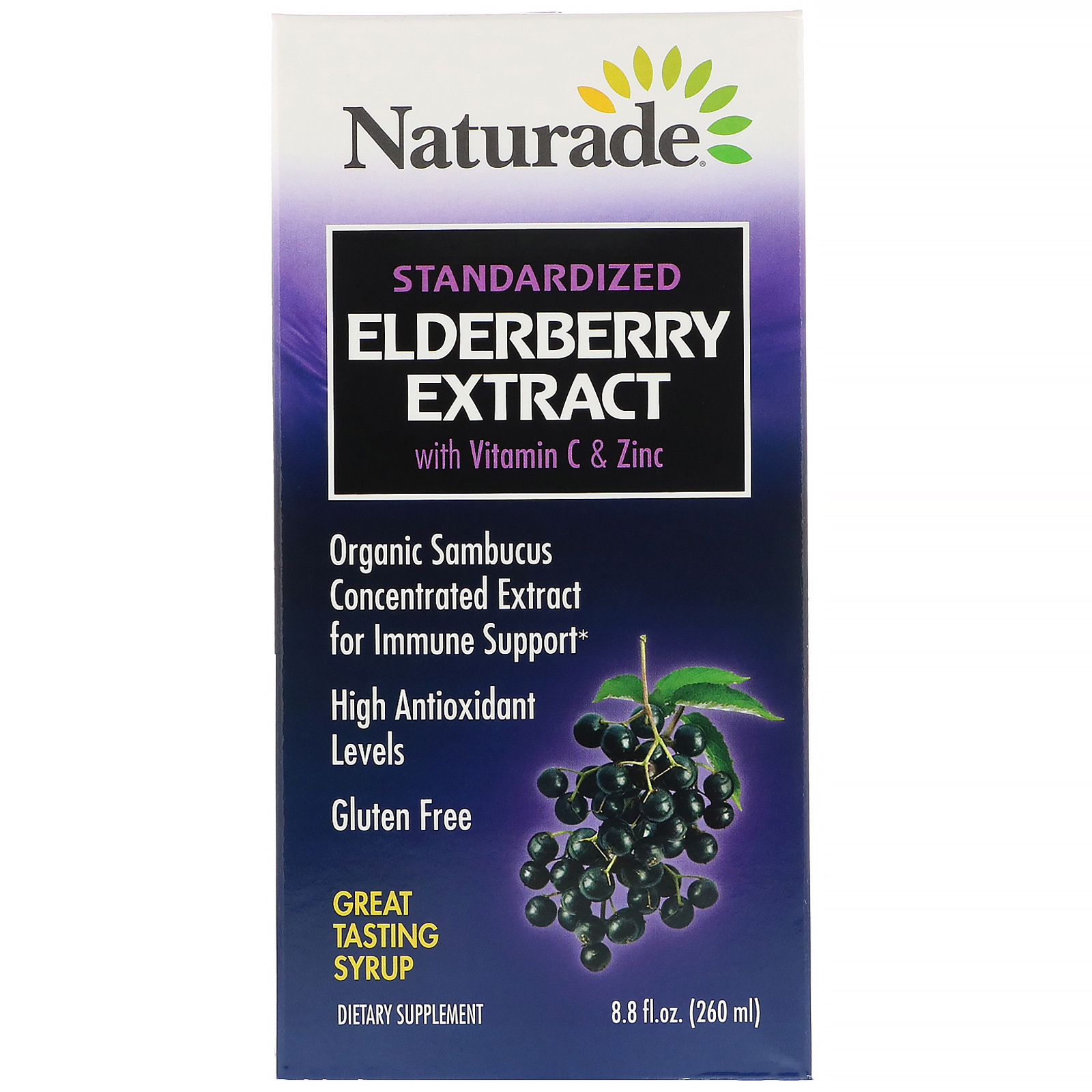 Naturade, Xarope de Extrato de Sabugueiro Padronizado com Vitamina C e Zinco, 8,8 fl oz (260 ml)