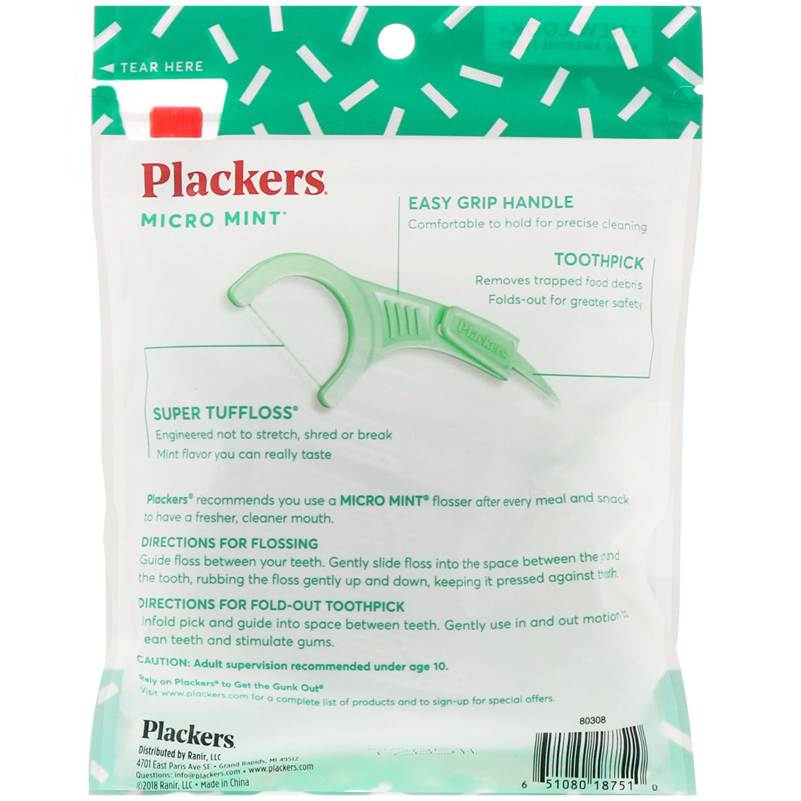 Plackers, Micro Mint, Limpador Dental, Hortelã, 75 Unidades - Imagem 2