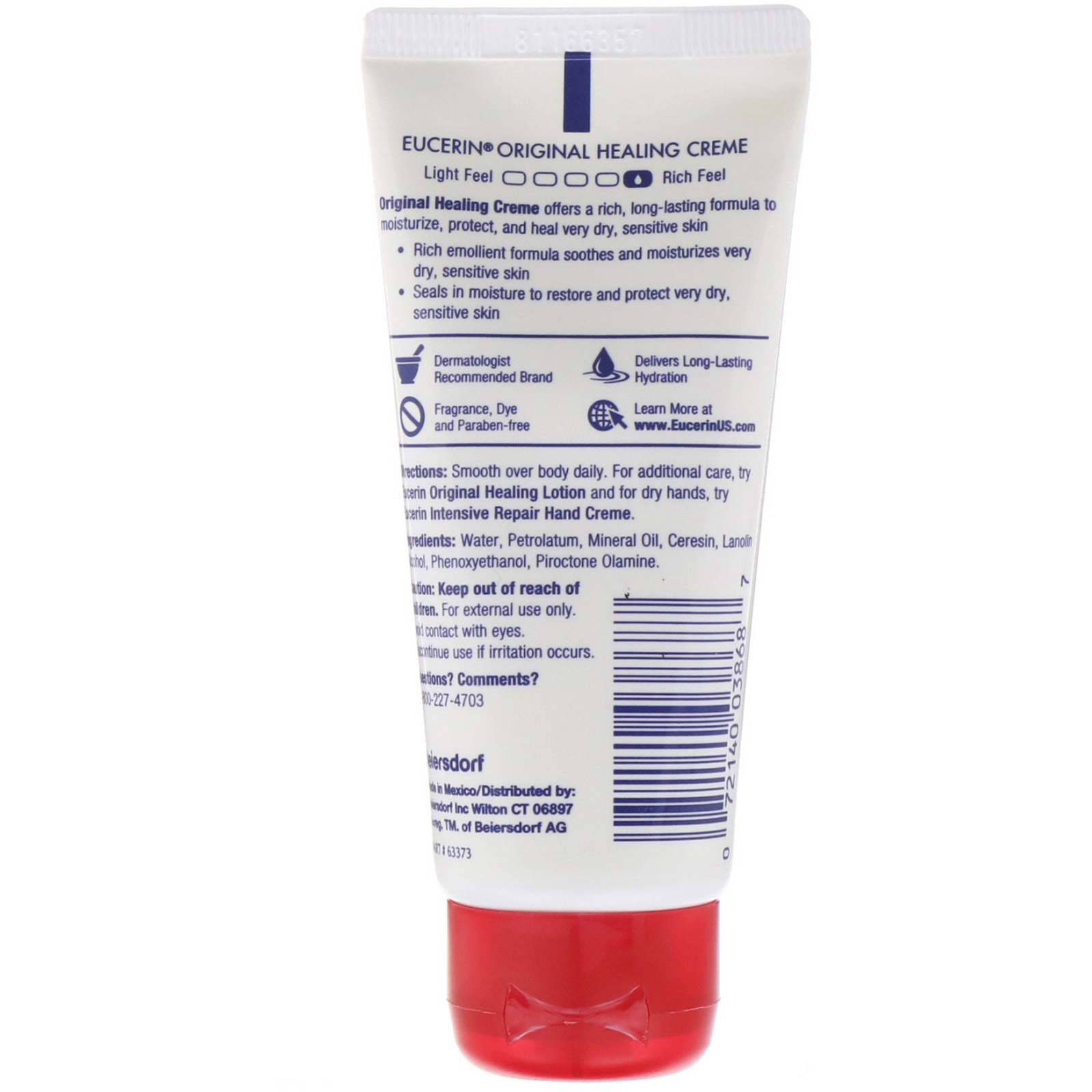 Eucerin, Cicatrizante Natural, Creme para Pele Muito Seca e Sensível, Sem Perfume, 57 g (2 oz) - Imagem 2