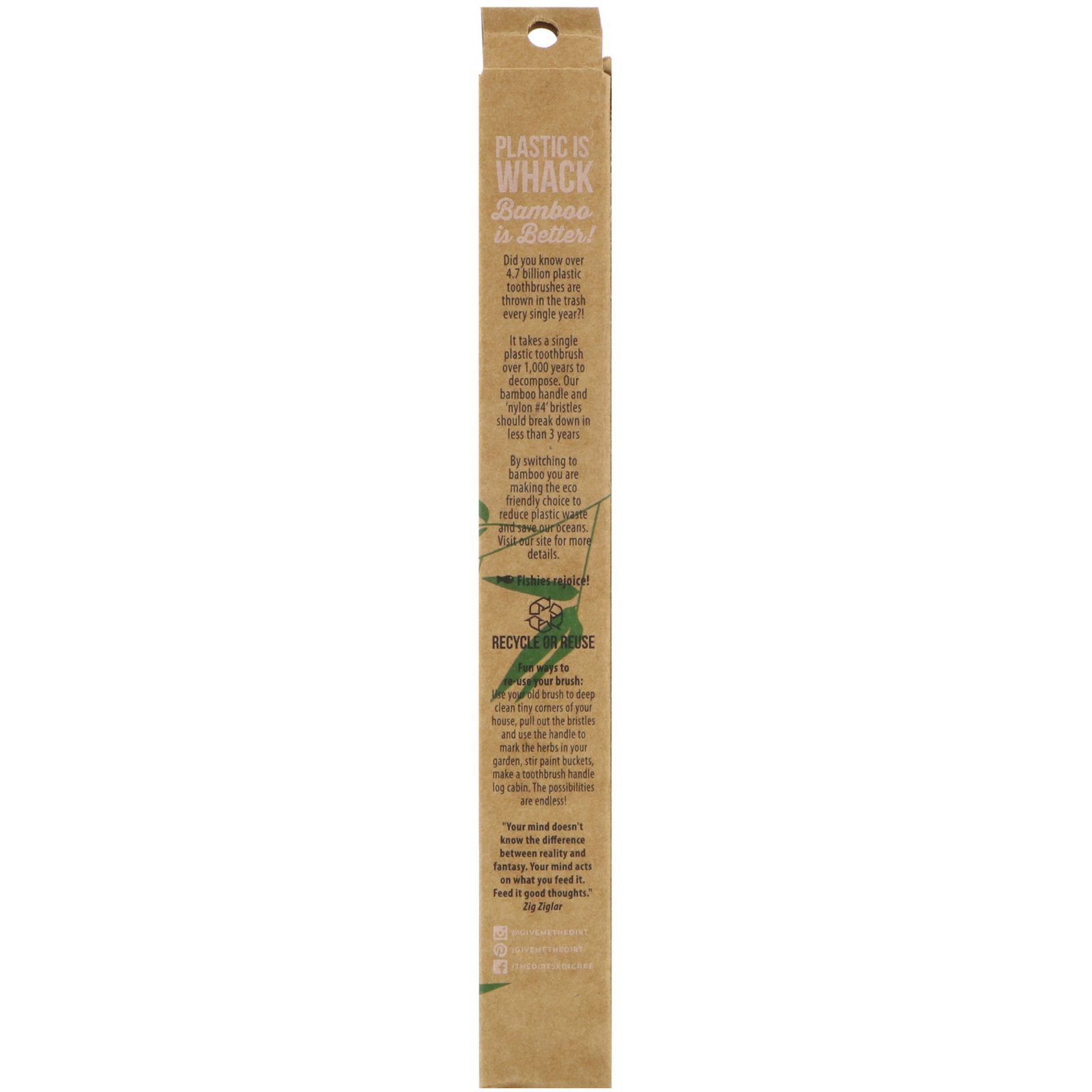The Dirt, Bamboo Toothbrush with Charcoal Bristles, 1 Toothbrush - Imagem 2