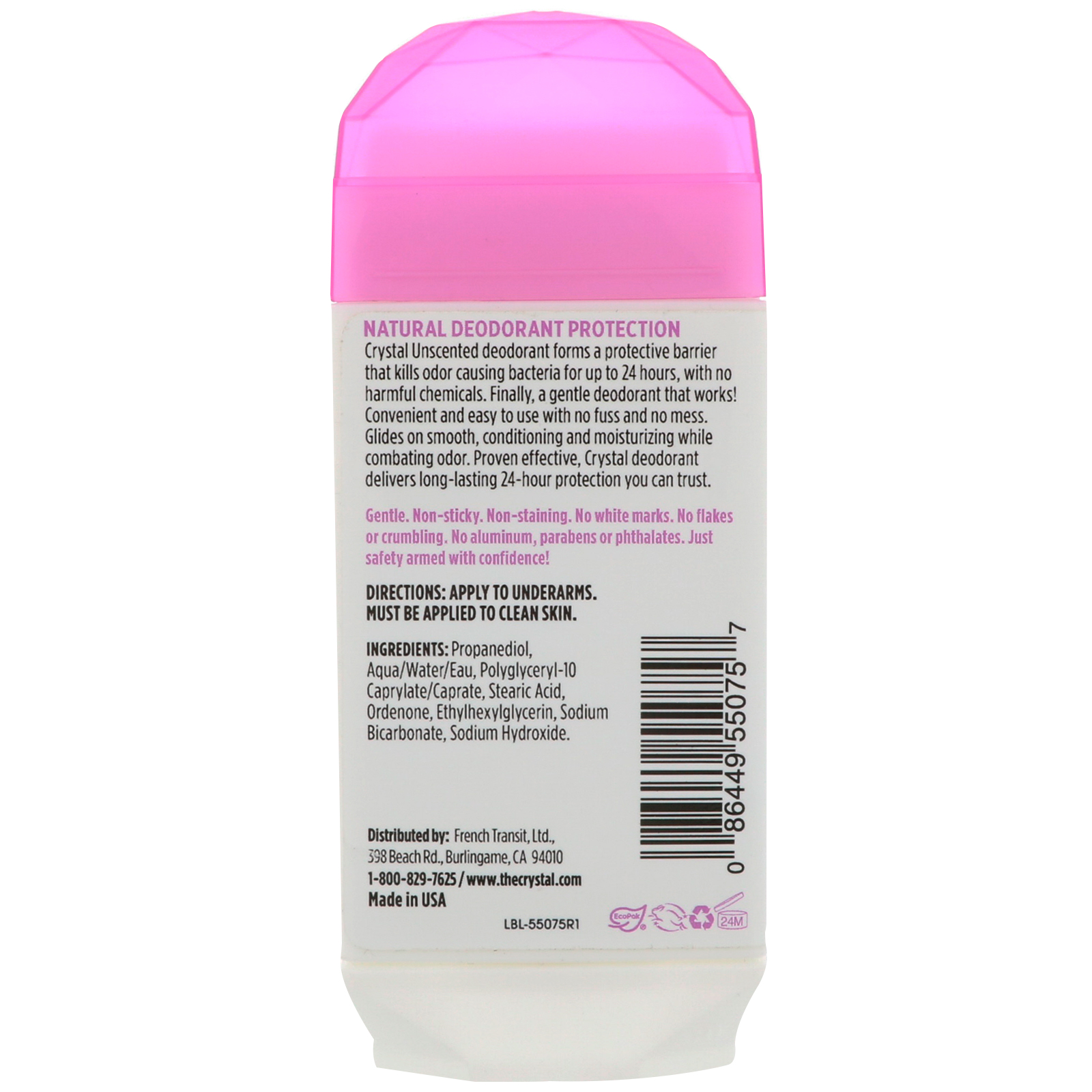 Crystal Body Deodorant, Desodorante Natural, Sem Fragrância, 2,5 oz (70 g) - Imagem 2