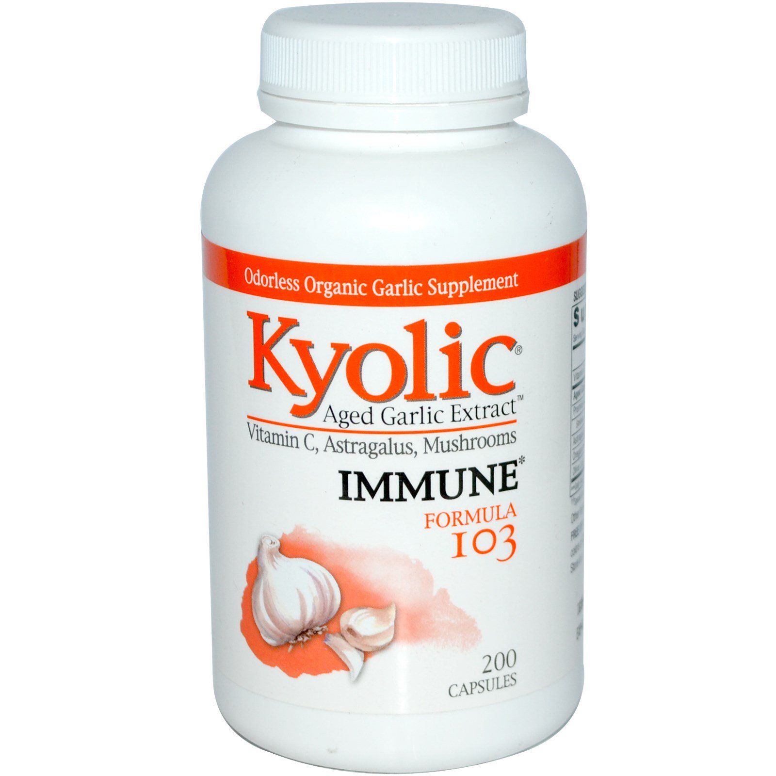 Kyolic, Extrato de alho envelhecido, Imune, Fórmula 103, 200 Cápsulas