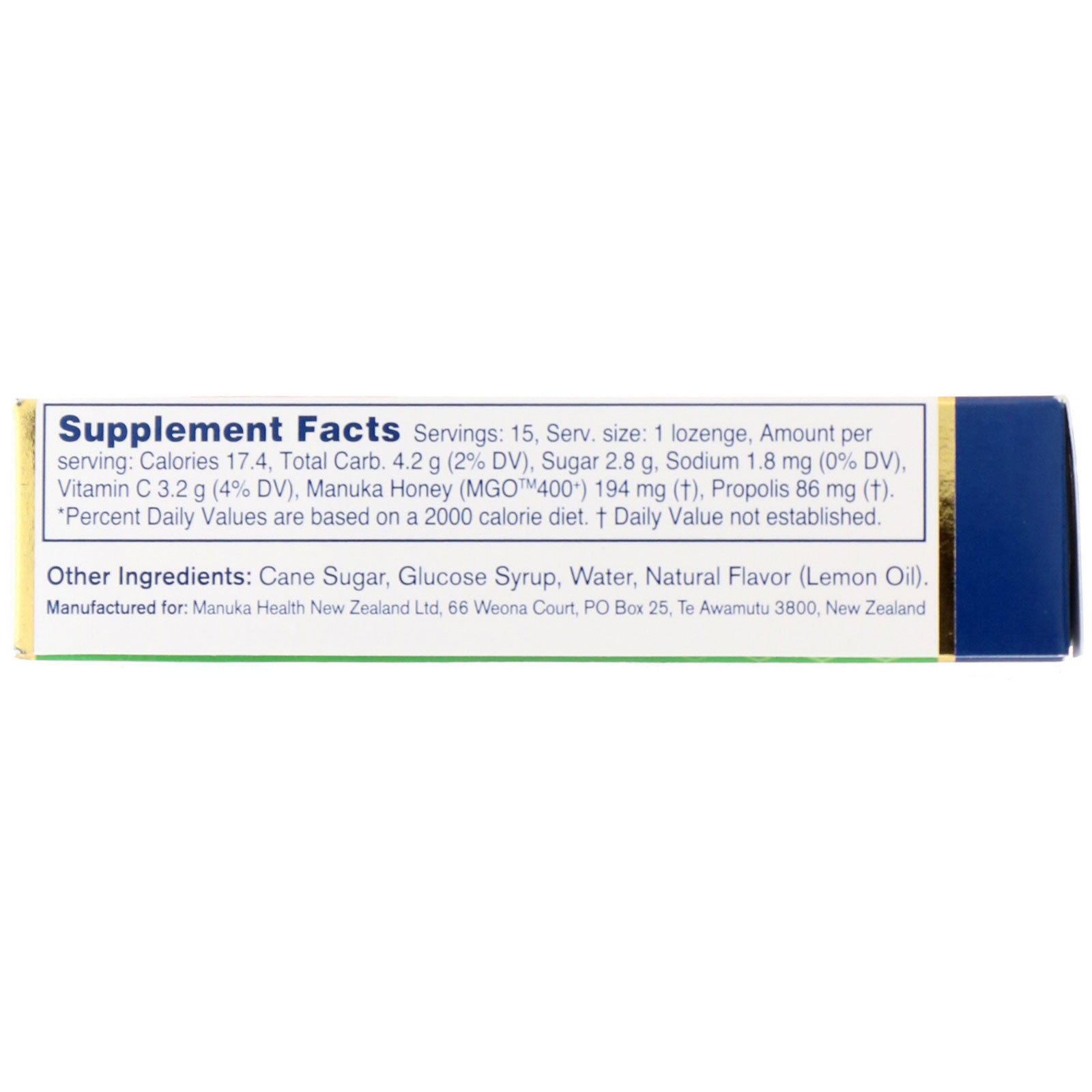 Manuka Health, Manuka Honey Lozenges, Propolis, MGO 400+, 15 Lozenges - Imagem 2
