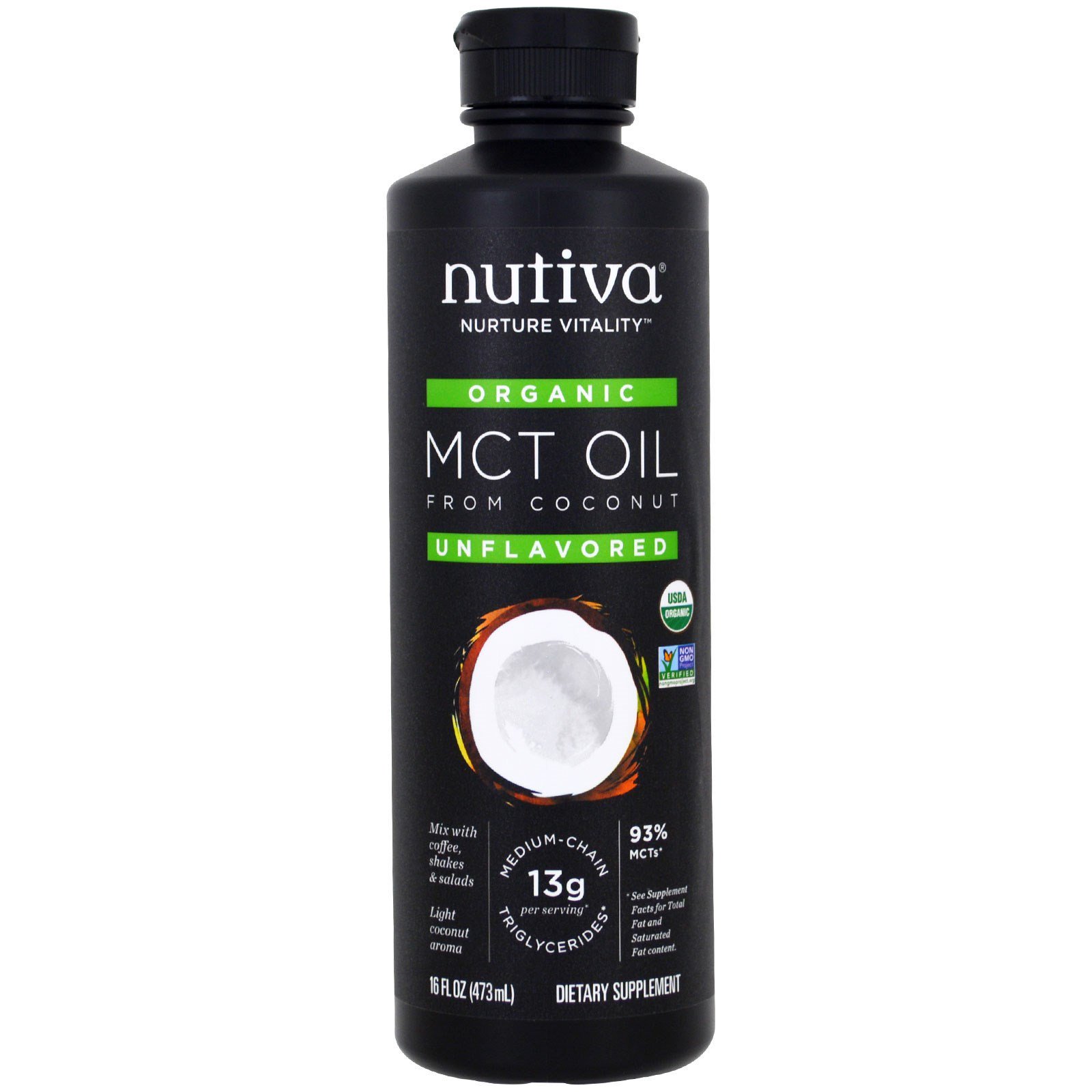 Nutiva, Óleo TCM Orgânico de Coco, Sem Sabor, 473 ml (16 fl oz)