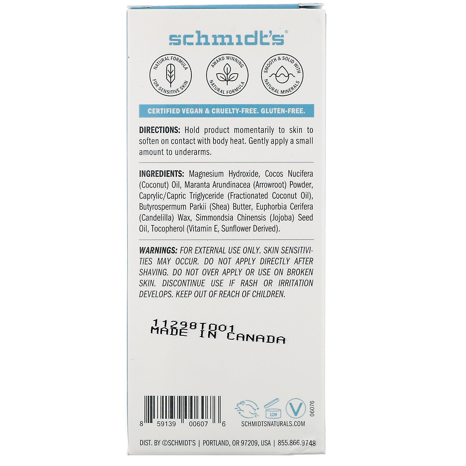 Schmidt's Naturals, Desodorante Natural, Fórmula para Pele Sensível, Sem Perfume, 92 g (3,25 oz) - Imagem 2