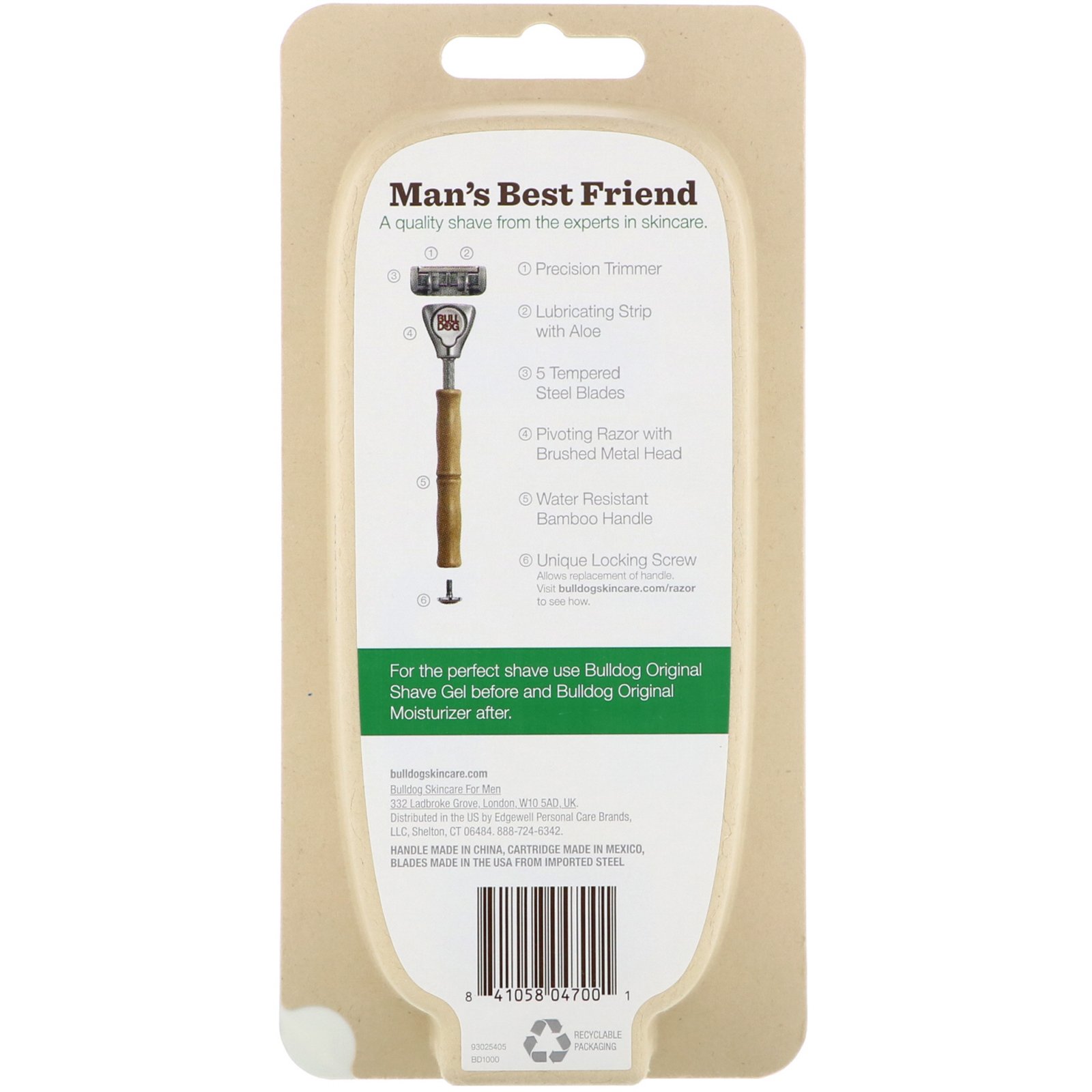 Bulldog Skincare For Men, Navalha Original de Bambu, Dois Cartuchos de 5 Lâminas - Imagem 3