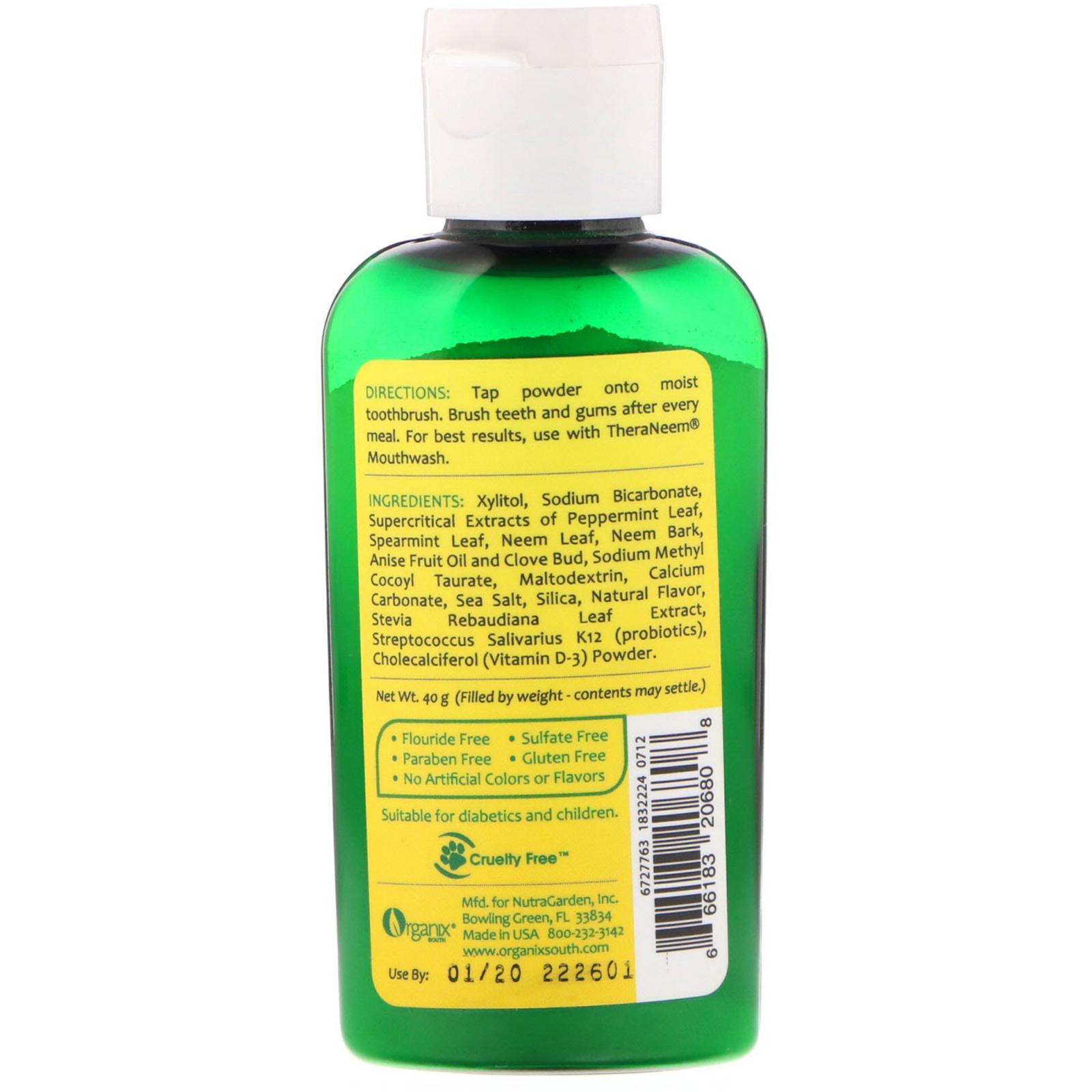 Organix South, TheraNeem Naturals, Neem em Pó para os Dentes e Gengiva, Tratamento de Menta Suave, 40 g - Imagem 2