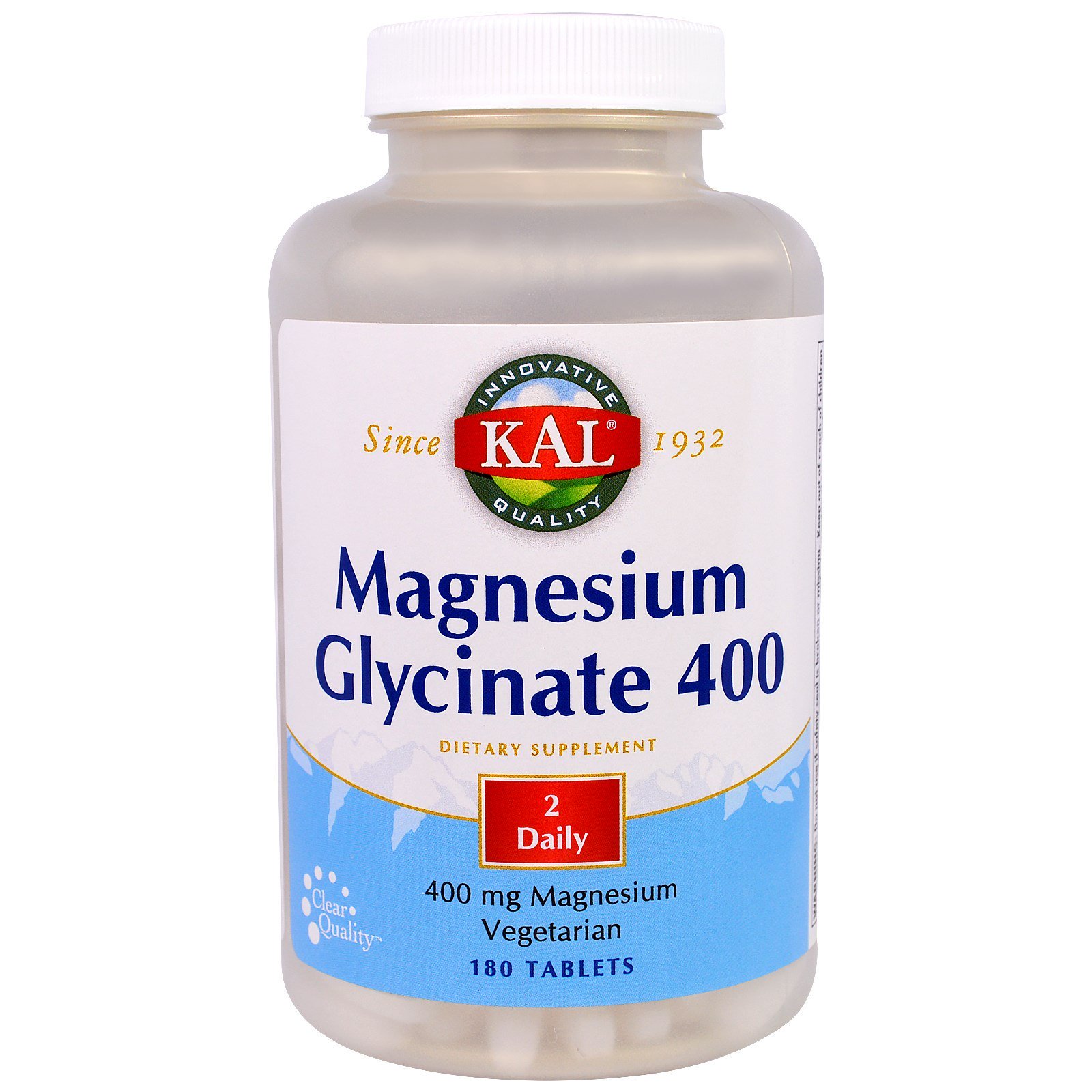 KAL, Glicinato de magnésio 400, 400 mg, 180 Comprimidos