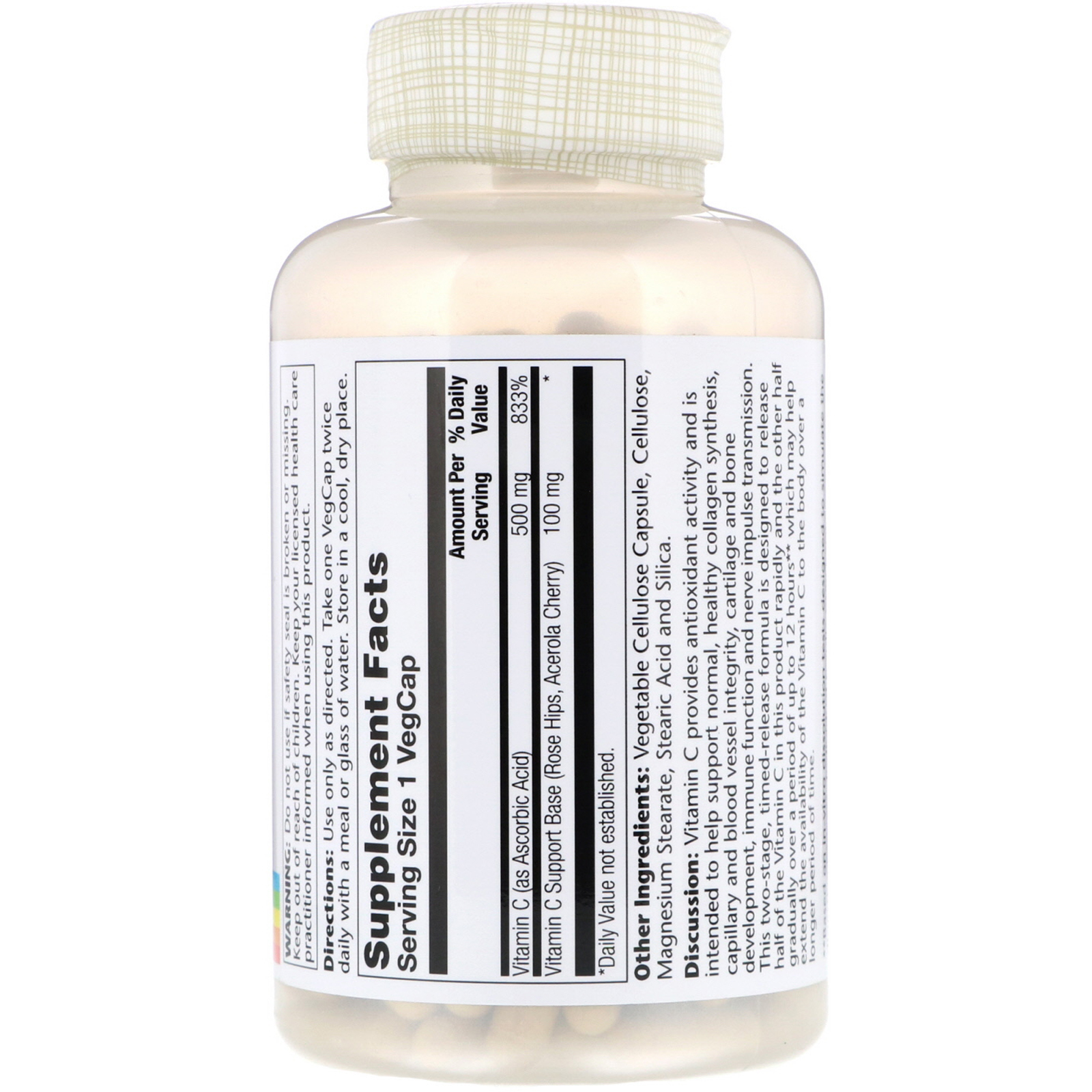 Solaray, Vitamina C com Libereação Controlada, 500 mg, 250 Cápsulas Vegetarianas - Imagem 2