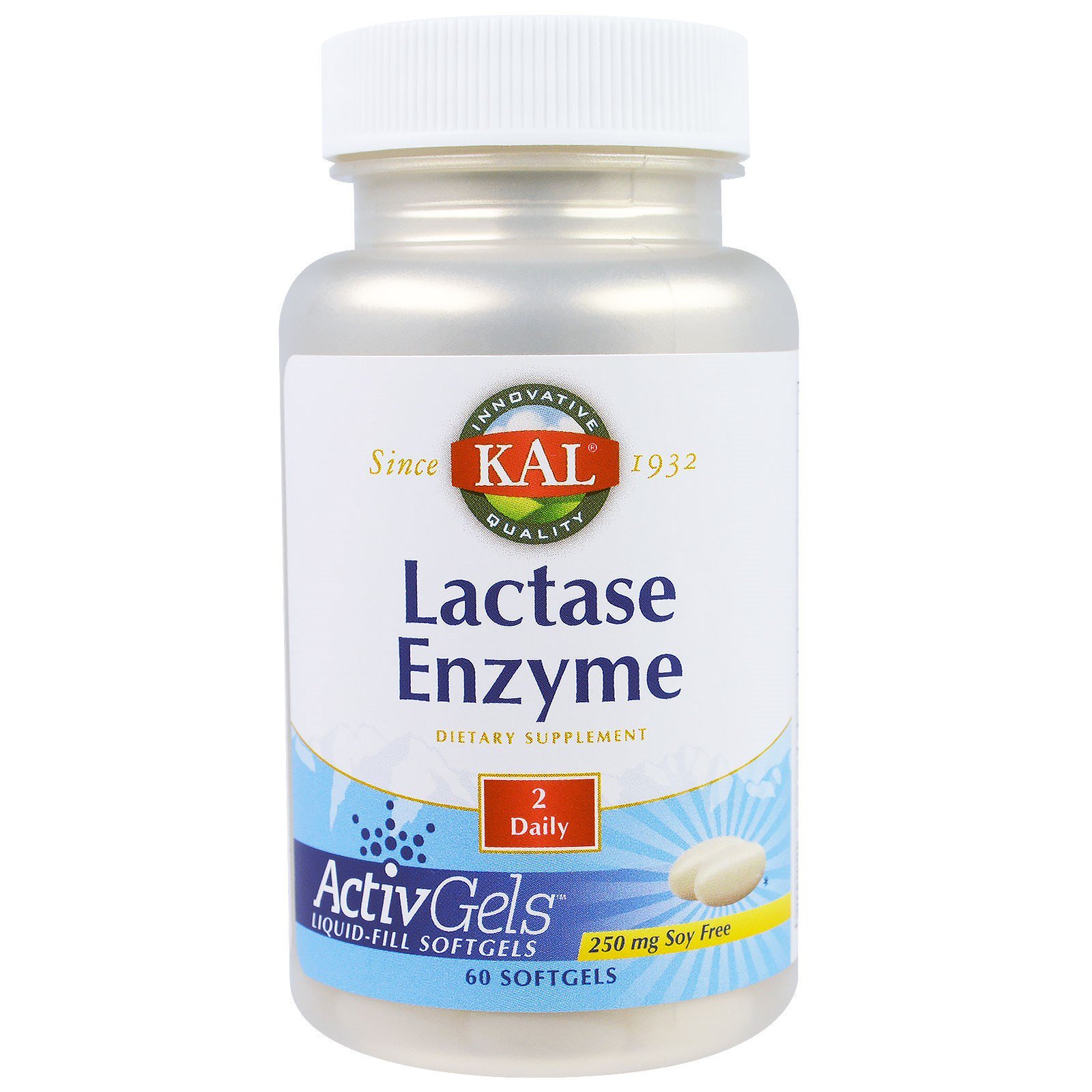 KAL, Enzima Lactase, 250mg, 60 cápsulas