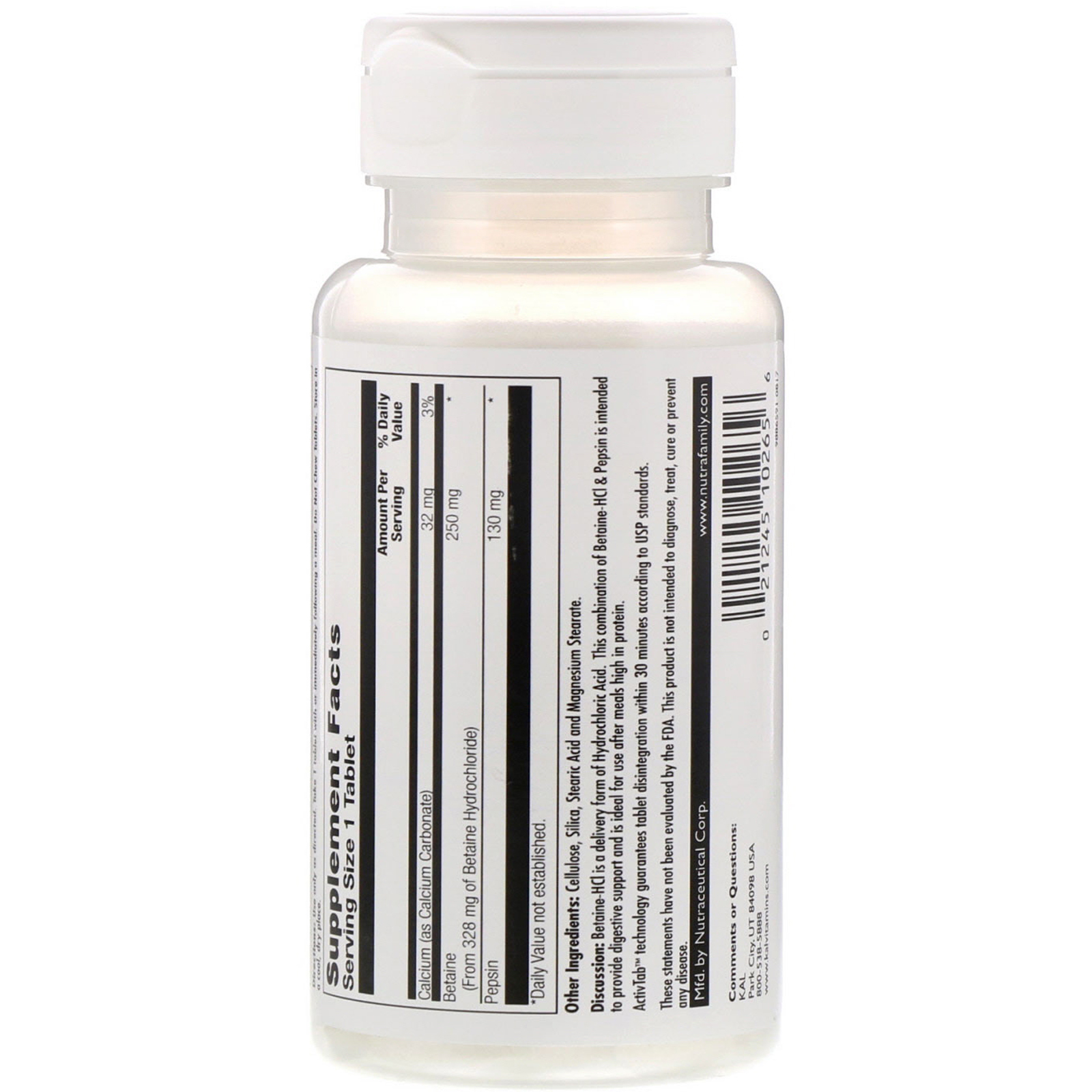 KAL, Betaine HCl+, 100 Tablets - Imagem 2
