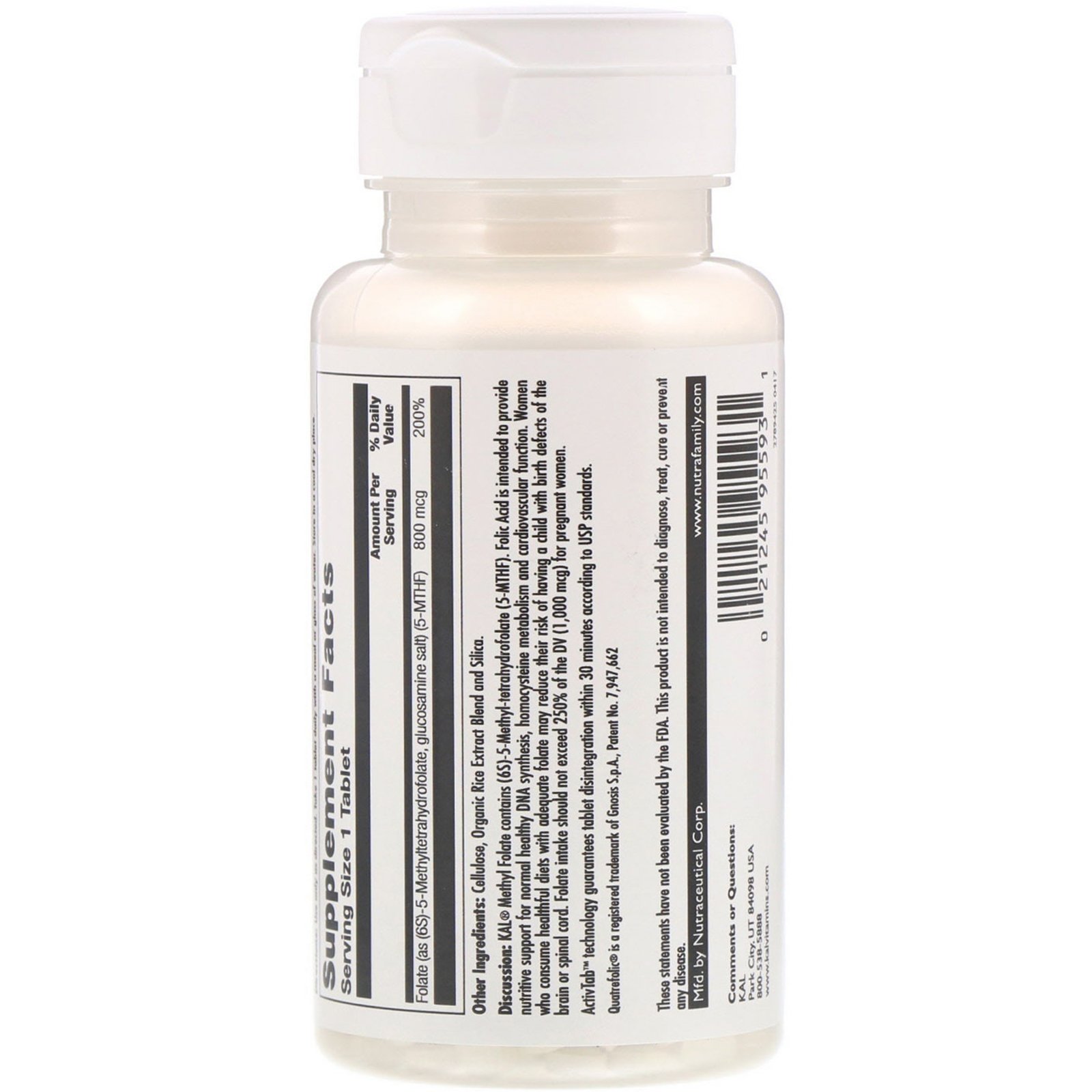 KAL, Metil Folato, 800 mcg, 90 comprimidos - Imagem 2