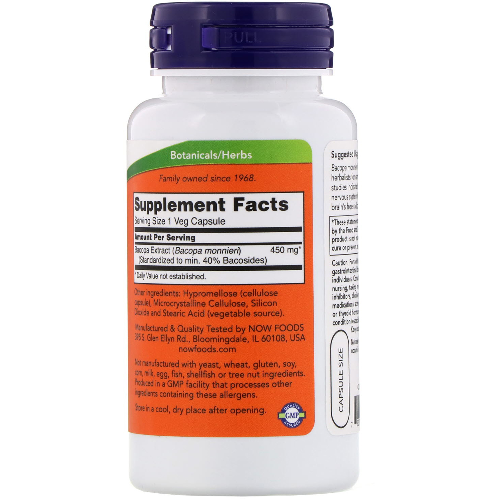 Now Foods, Extrato de Bacopa, 450 mg, 90 Cápsulas Vegetais - Imagem 2