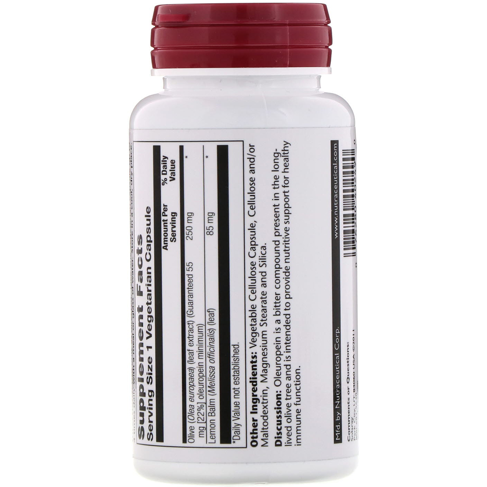Solaray, Extrato de Folha de Azeitona, 250 mg, 120 Cápsulas Vegetais - Imagem 2