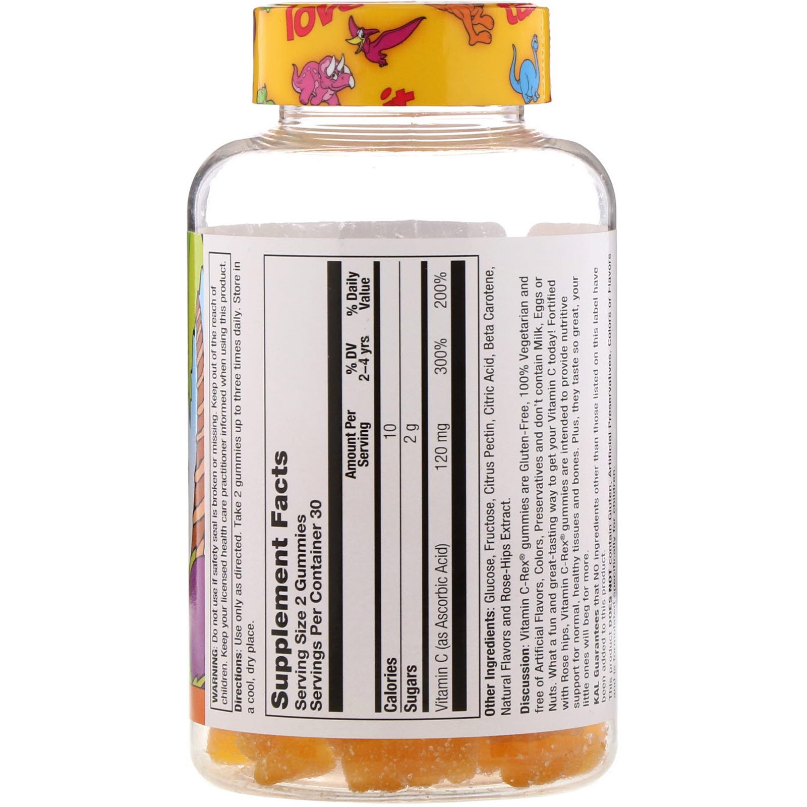KAL, Vitamin C-Rex Yummy Gummy, Orange, 120 mg, 60 Gummies - Imagem 2