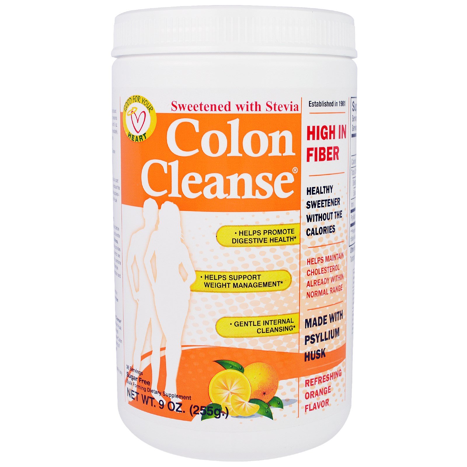 Health Plus, Limpeza do Cólon, Sabor Laranja Refrescante, 9 oz (255 g)