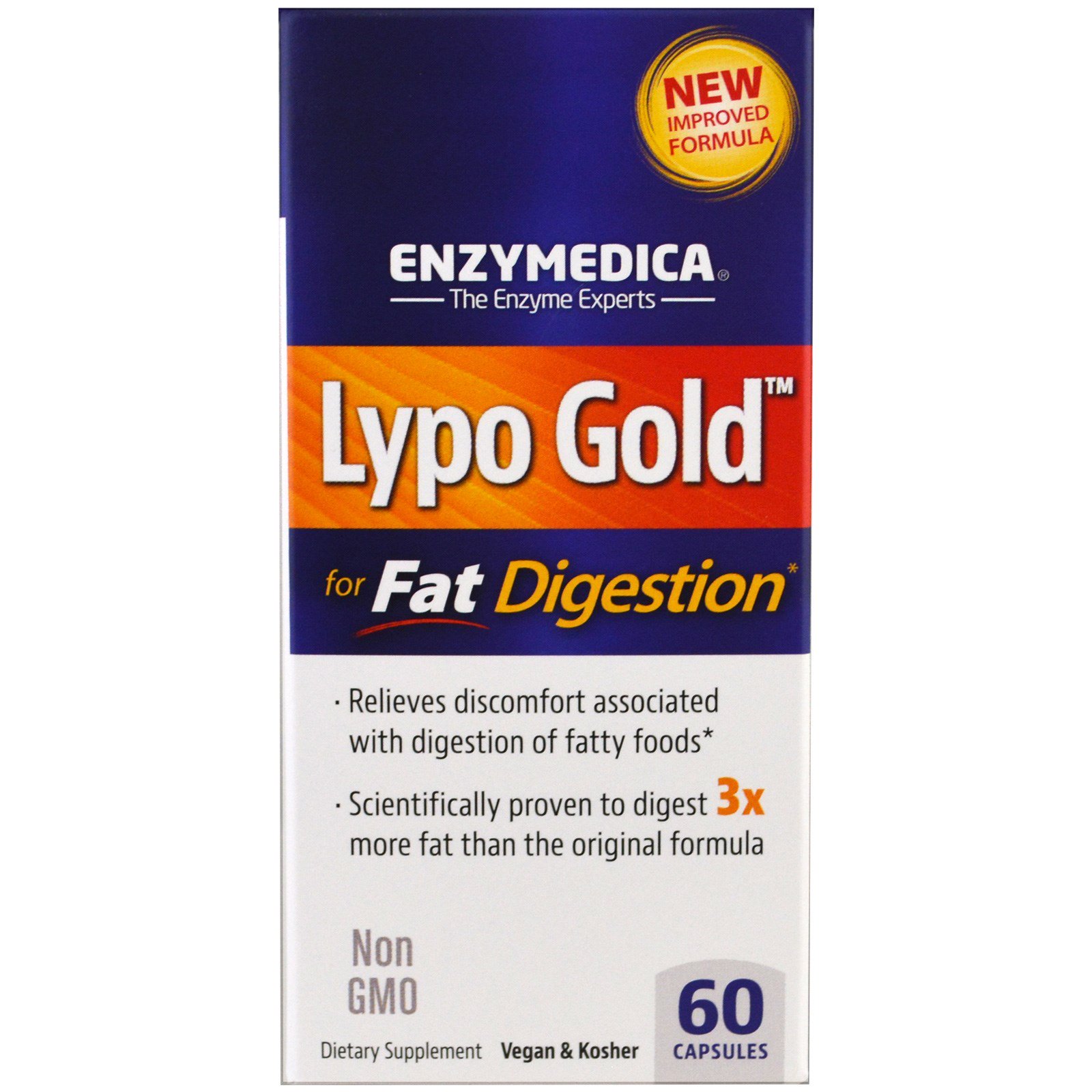 Enzymedica, Lypo Gold, Para Digestão de Gorduras, 60 Cápsulas