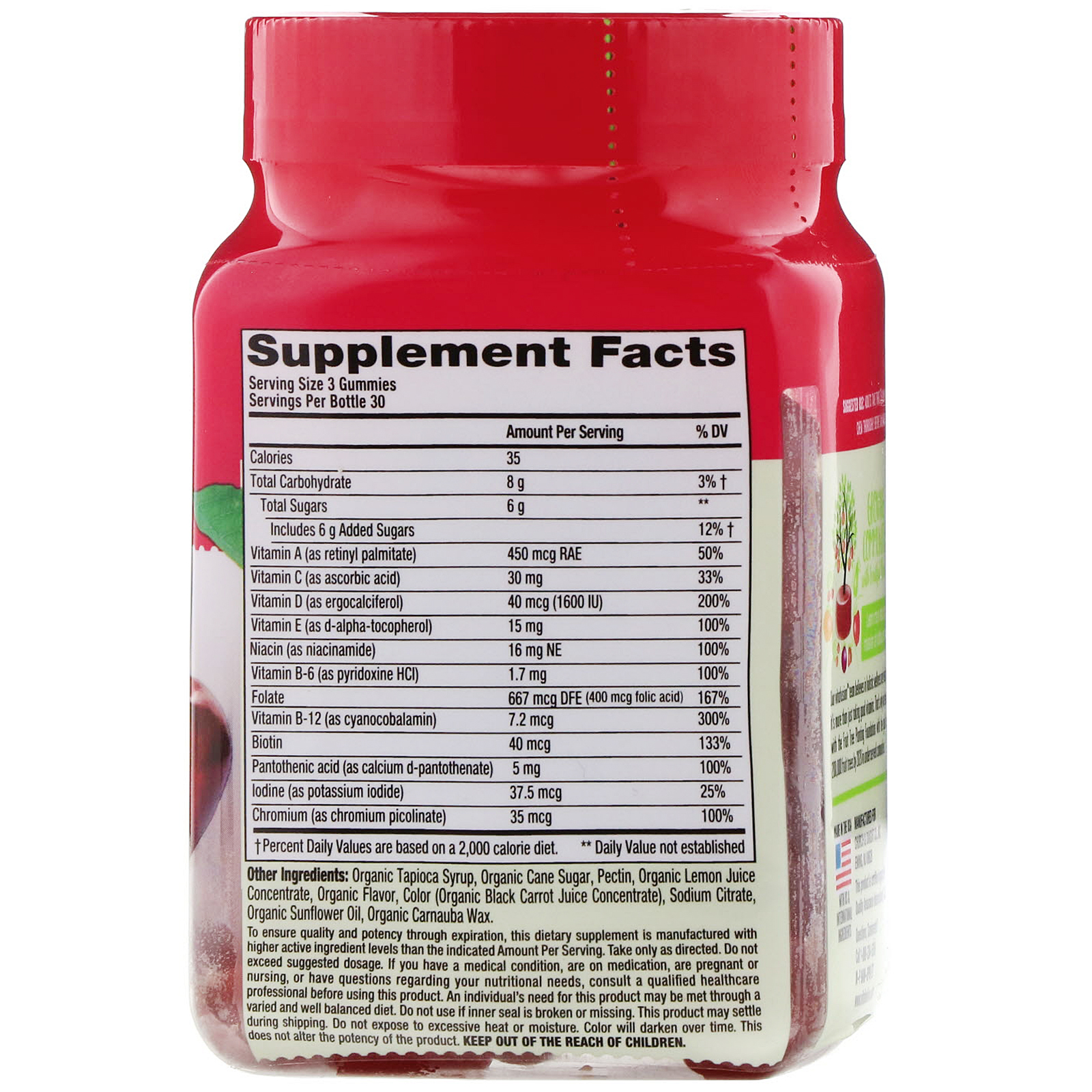 VitaFusion, Organic Women's Multi, Wild Cherry, 90 Vegetarian Gummies - Imagem 2