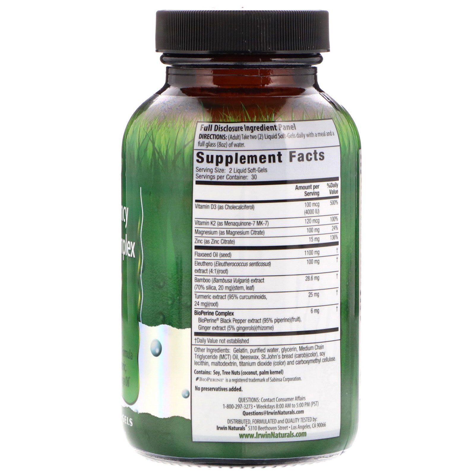 Irwin Naturals, Complexo D3 e K2 de Alta Potência, 60 Cápsulas Softgel Líquidas - Imagem 2