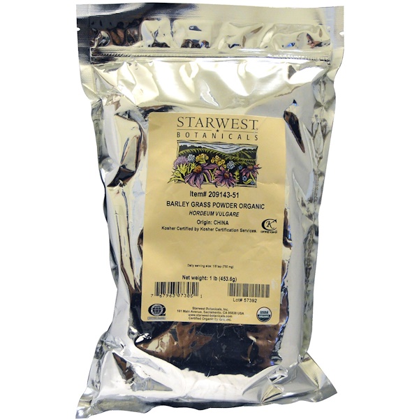 Starwest Botanicals, Cevada em Pó, Orgânica, 453,6 g (1 lb)