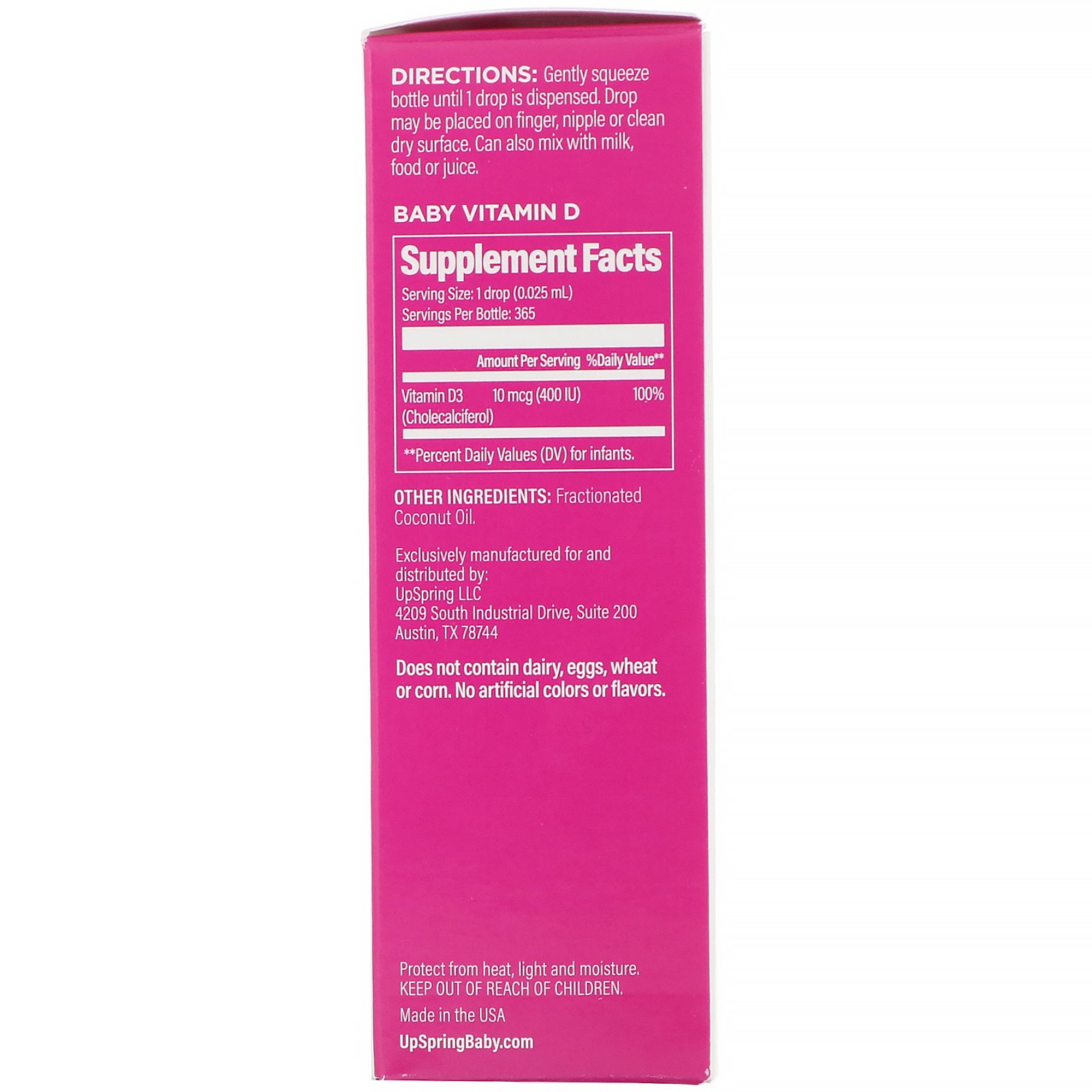 UpSpring, Baby, Gotas Líquidas de D3, Vitamina D, 9,13 g (0,31 fl oz) - Imagem 2