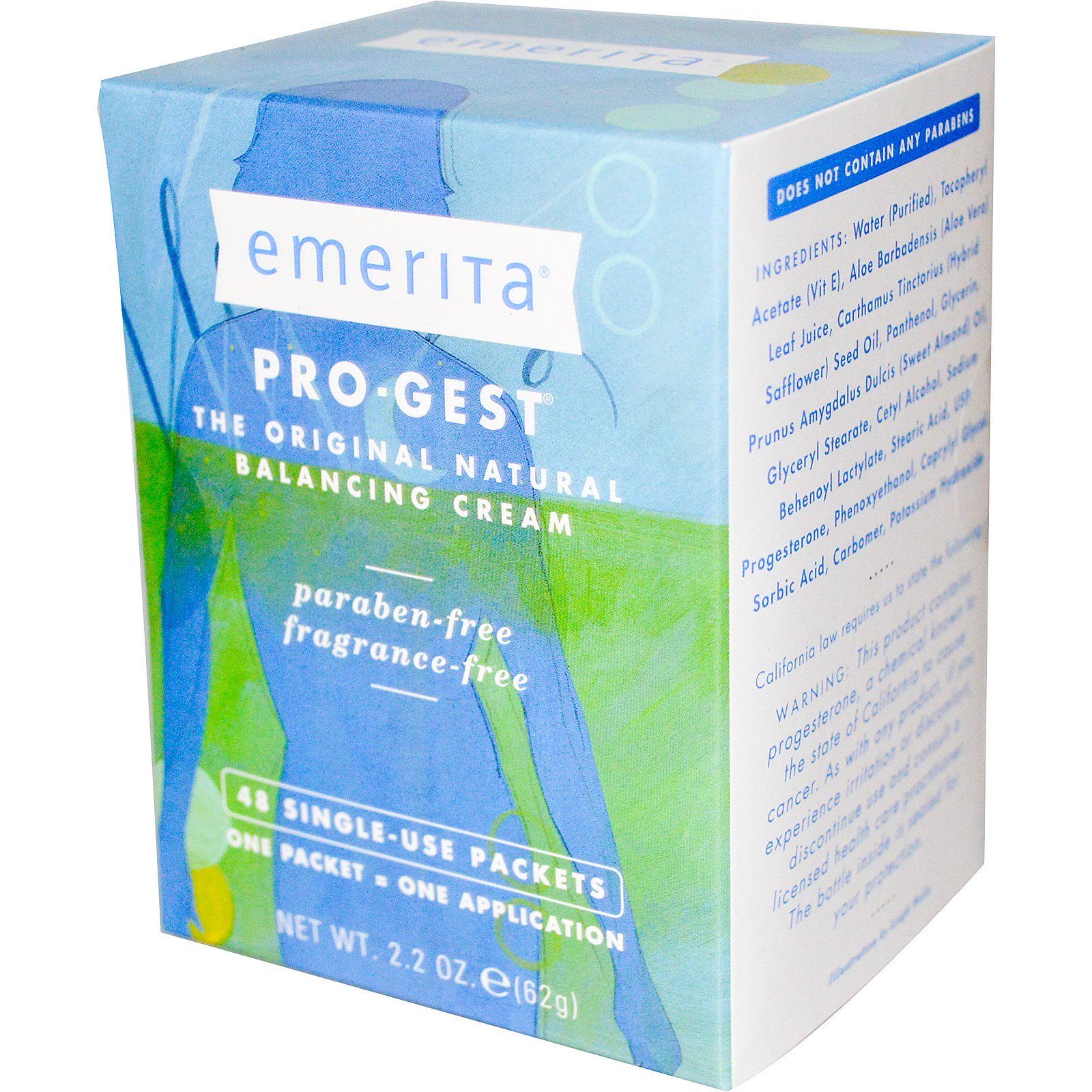 Emerita, Pro-Gest, Creme de Equilíbrio, Sem Fragrâncias, 48 Pacotes de Uso Único, 2,2 oz (62 g)