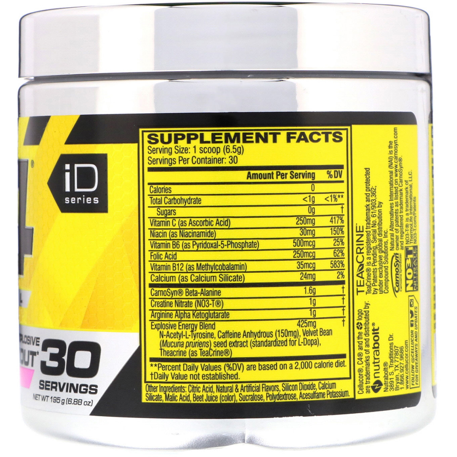 Cellucor, C4 Original Explosive, Pre-Workout, Pink Lemonade, 6.88 oz (195 g) - Imagem 2