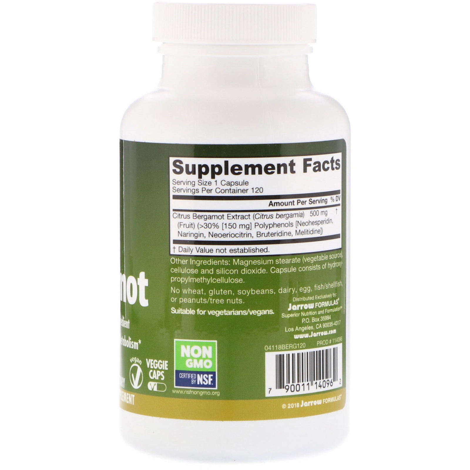 Jarrow Formulas, Bergamota Cítrica, 500 mg, 120 Cápsulas Vegetais - Imagem 2
