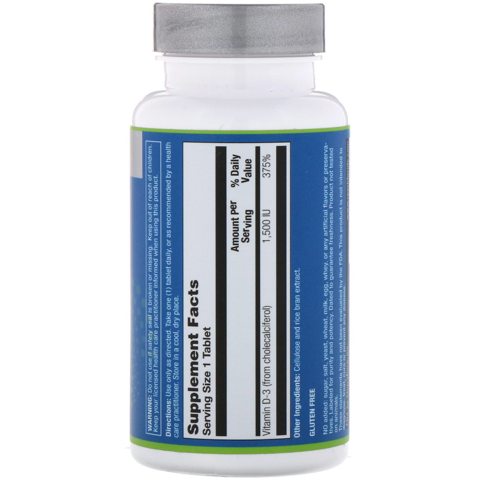 Vita Logic, Vitamina D-3, 1.500 UI, 90 Comprimidos Vegetarianos - Imagem 2