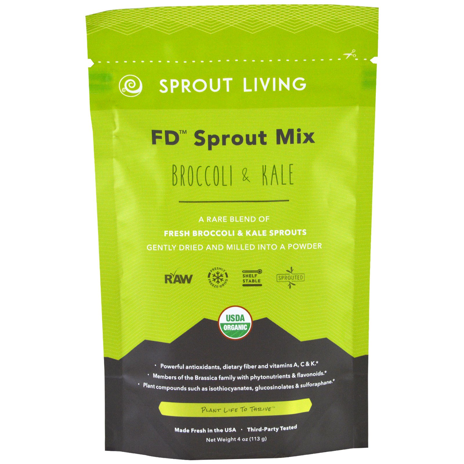 Sprout Living, Mistura de Brotos FD, Brócolis e Couve-de-Folhas, 113 g (4 oz)