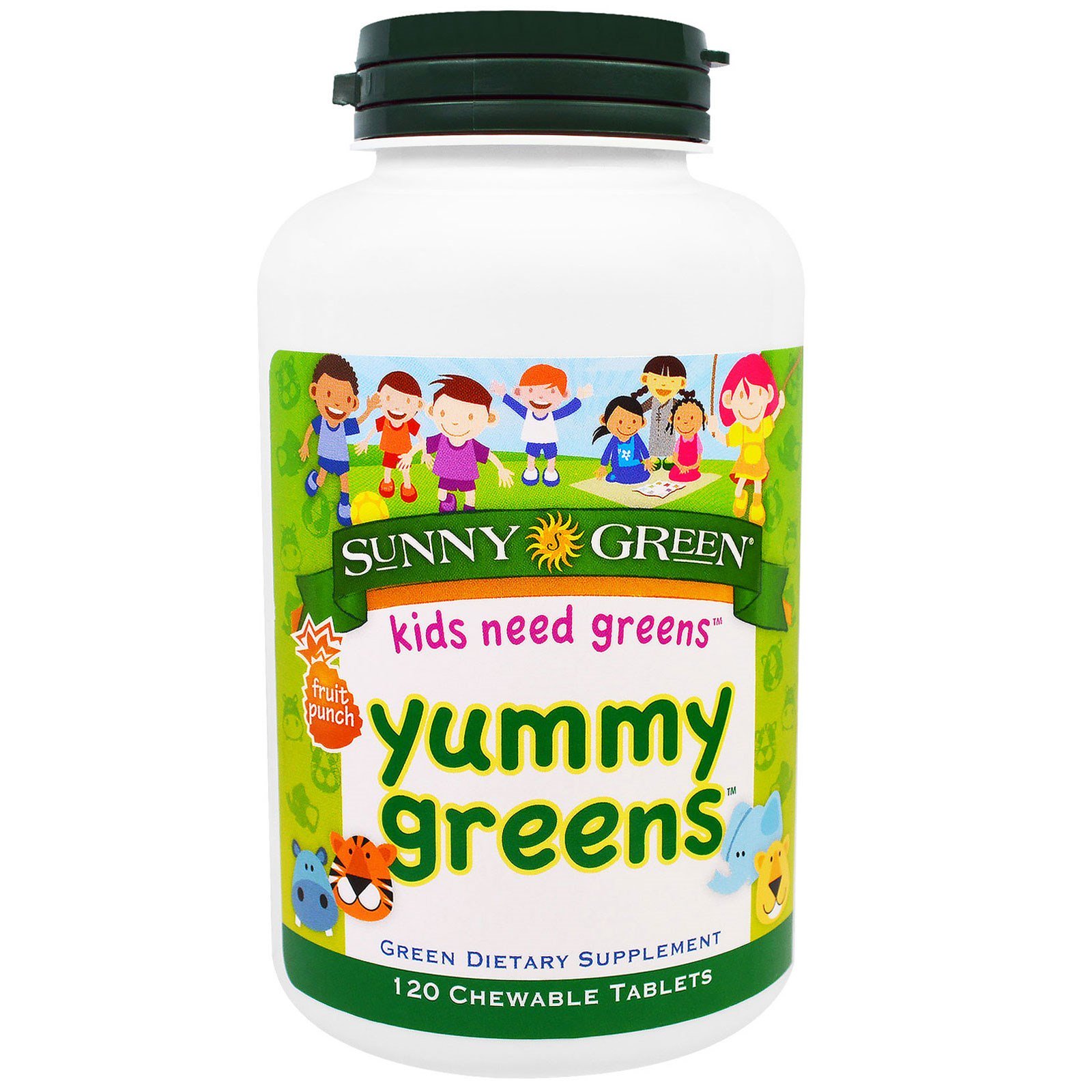 Sunny Green, Delícia Verde, Ponche de Frutas, 120 comprimidos mastigáveis