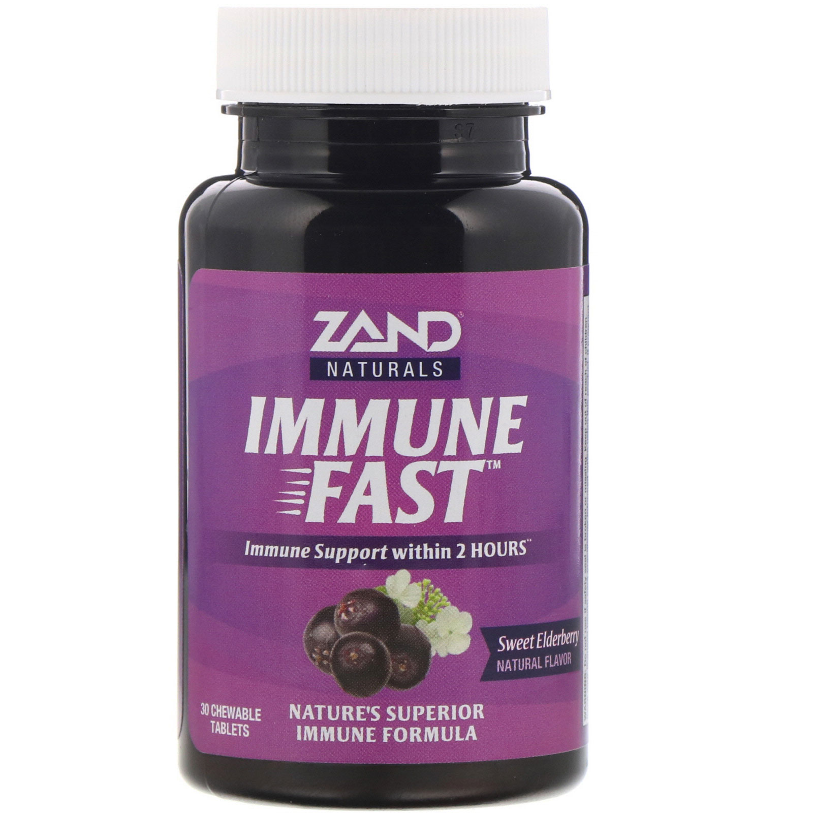 Zand, Immune Fast, Sabugueiro Doce, 30 Comprimidos Mastigáveis - Imagem 3