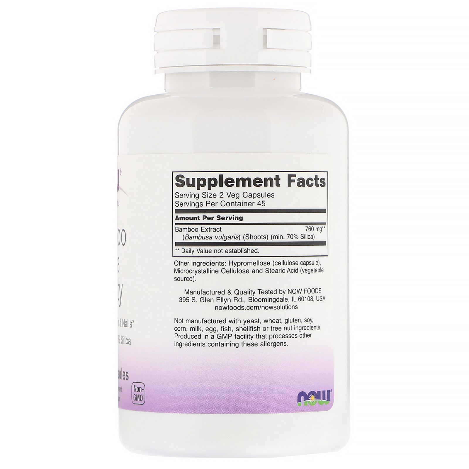 Now Foods, Soluções, Beleza com Sílica e Bambu, 90 Cápsulas Vegetais - Imagem 2