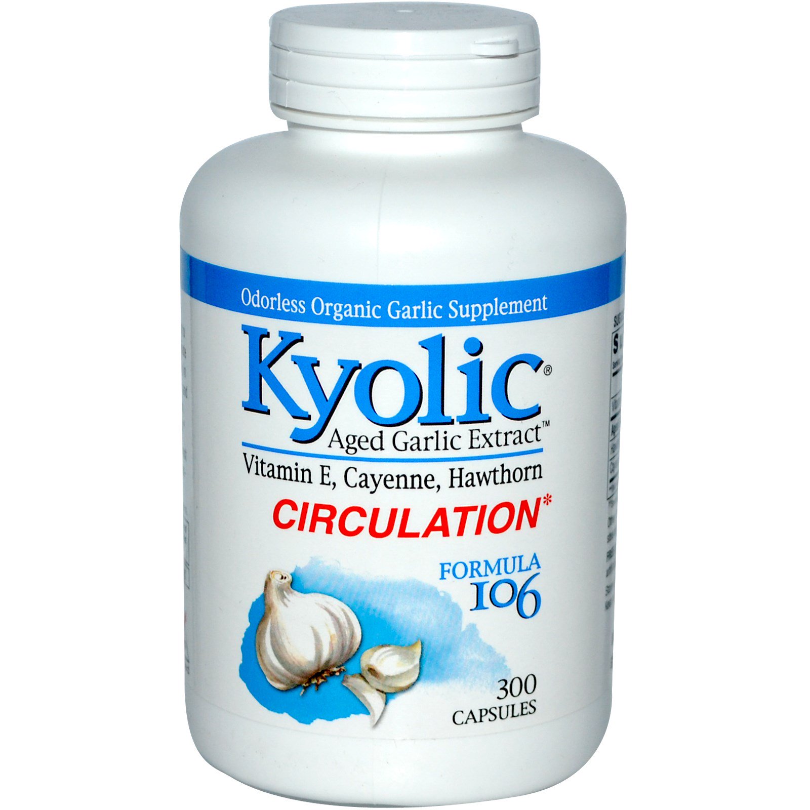 Kyolic, Extrato de alho envelhecido, inodoro, fórmula 106, 300 cápsulas
