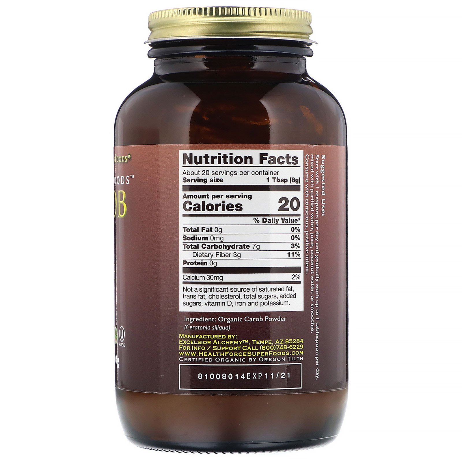 HealthForce Superfoods, Integrity Foods, Carob, 5.6 oz (160 g) - Imagem 2