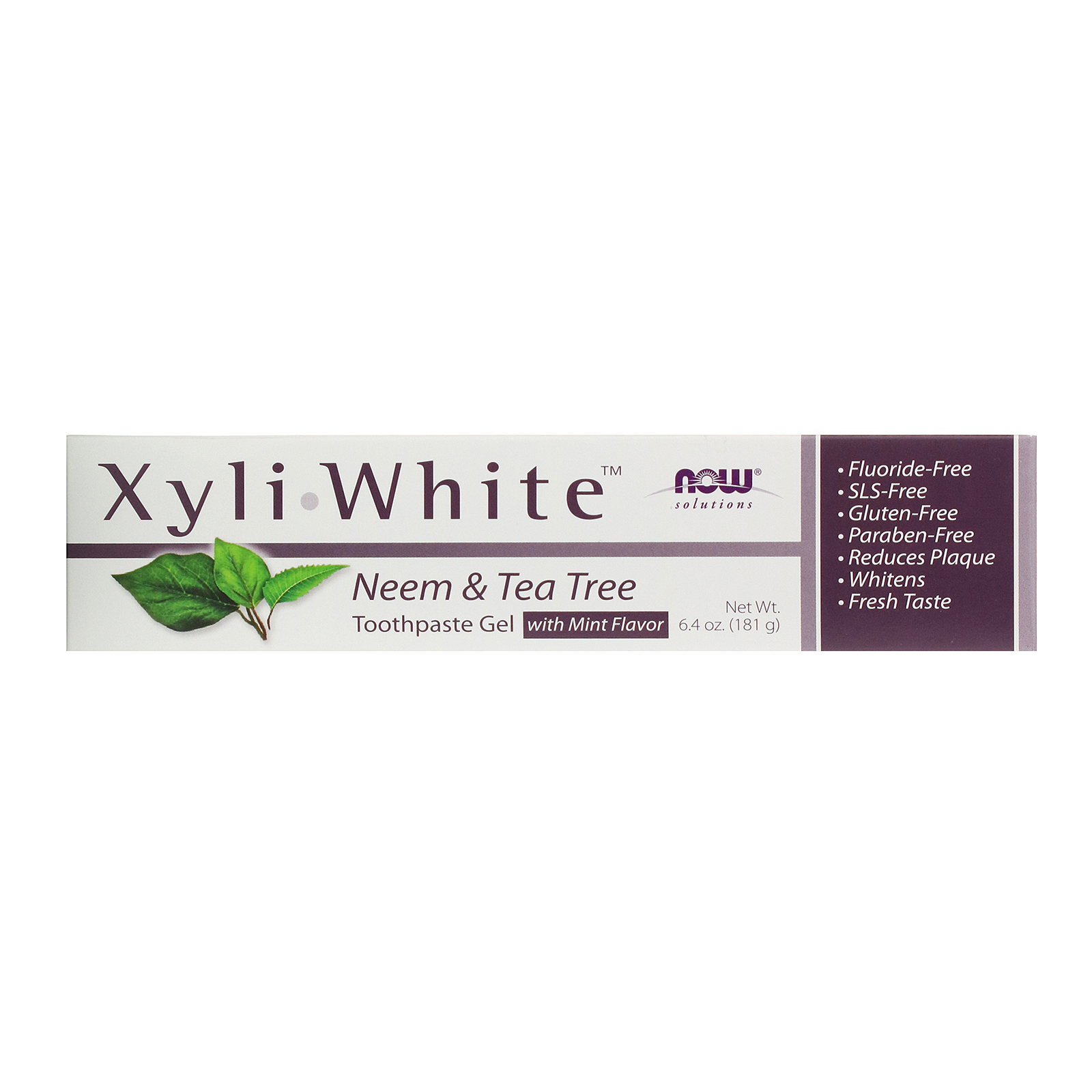 Now Foods, Solutions, XyliWhite, Creme Dental em Gel, Neem e Árvore-do-Chá, 181 g (6,4 oz) - Imagem 2