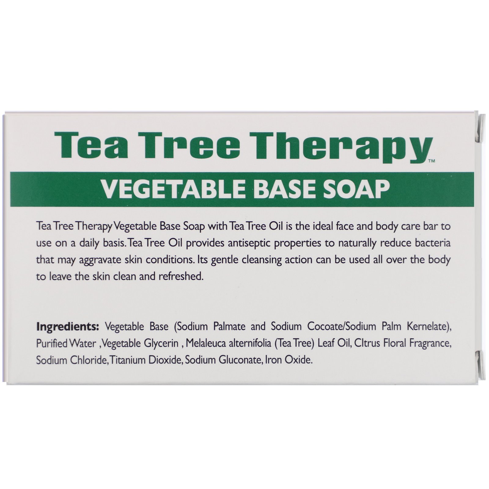 Tea Tree Therapy, Vegetable Base Soap with Tea Tree Oil, 3.9 oz (110 g) - Imagem 3