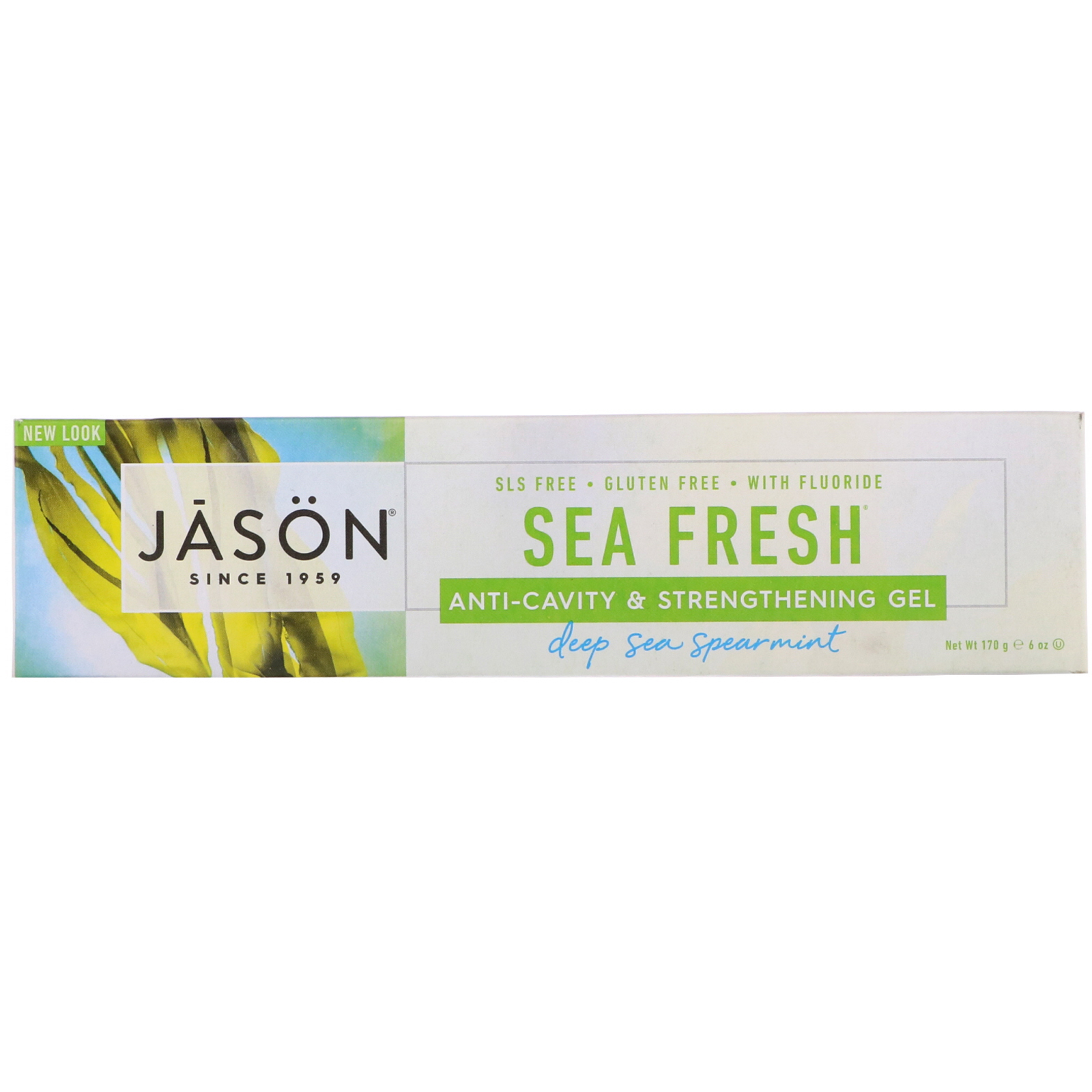 Jason Natural, Sea Fresh, Gel Anticárie e Fortalecedor, Hortelã do Mar Profundo, 170 g (6 oz)