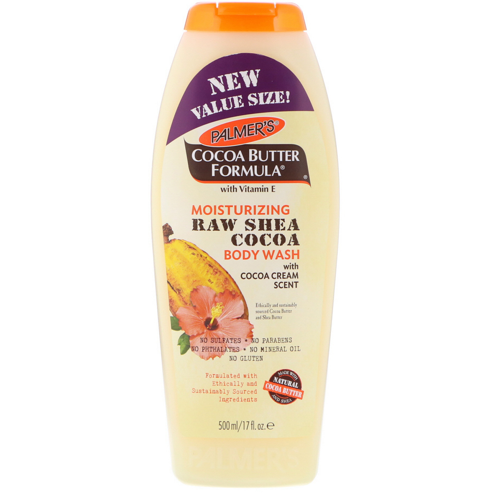 Palmer's, Fórmula de Manteiga de Cacau, Sabonete Líquido Hidratante com Manteiga de Cacau Cru, com Aroma de Creme de Cacau, 500 ml