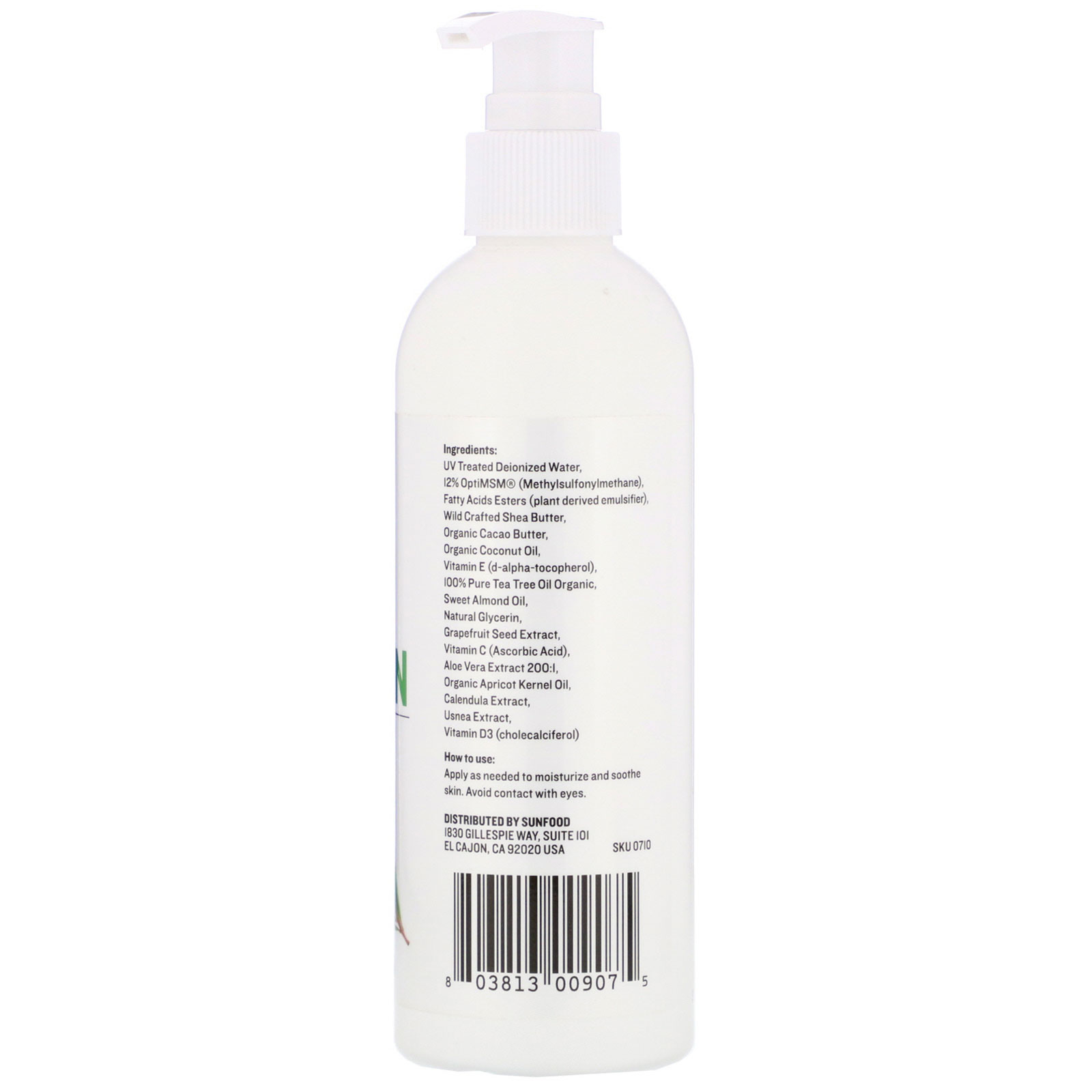 Sunfood, Loção MSM, Árvore-do-Chá, 236,6 ml (8 oz) - Imagem 2
