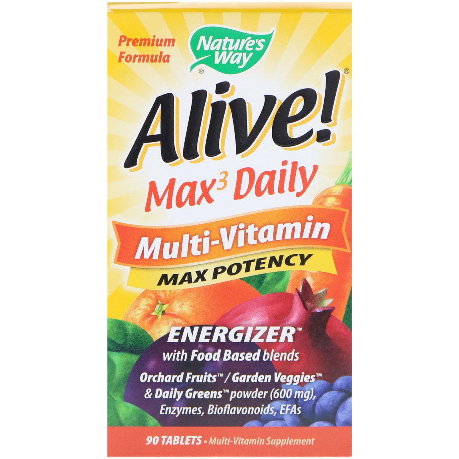 Nature's Way, Alive! Max3 Diário, Multivitamínico, 90 Comprimidos
