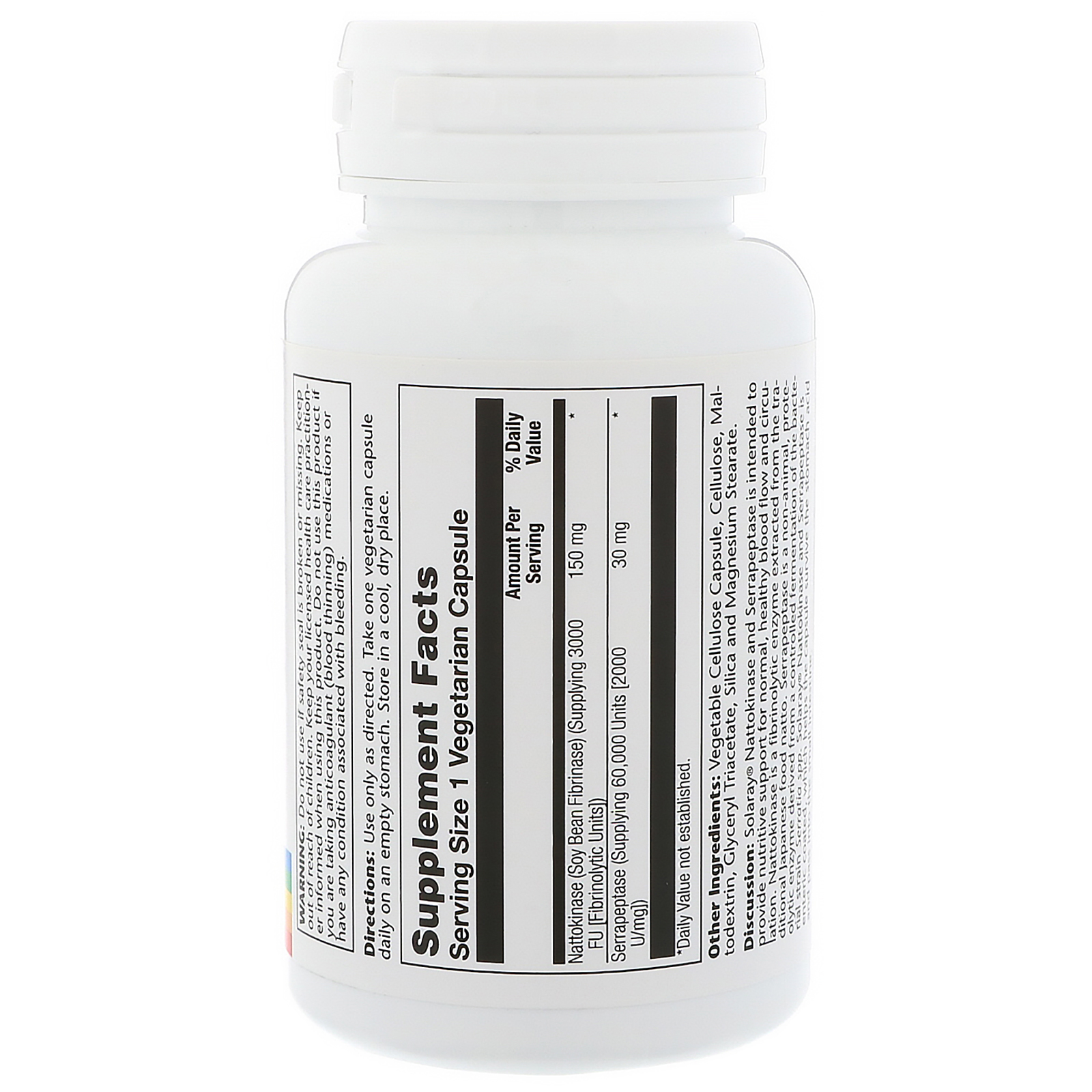 Solaray, Nattokinase Serrapeptase, 30 Cápsulas Vegetarianas - Imagem 2