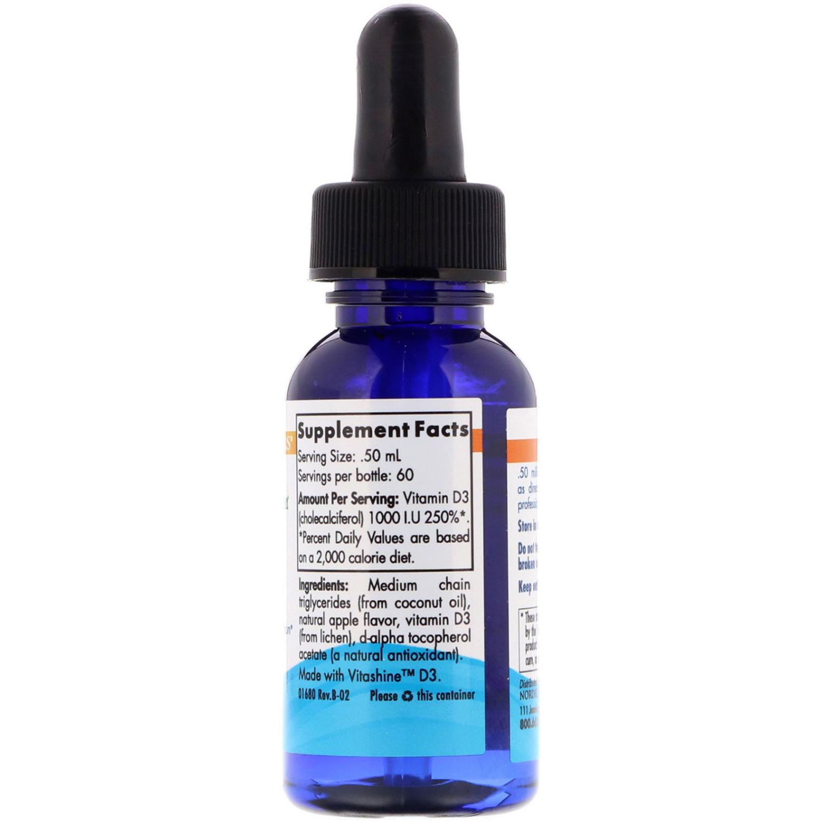 Nordic Naturals, Vitamina D3, Vegana, 1000 IU, 1 fl oz (30 ml) - Imagem 2