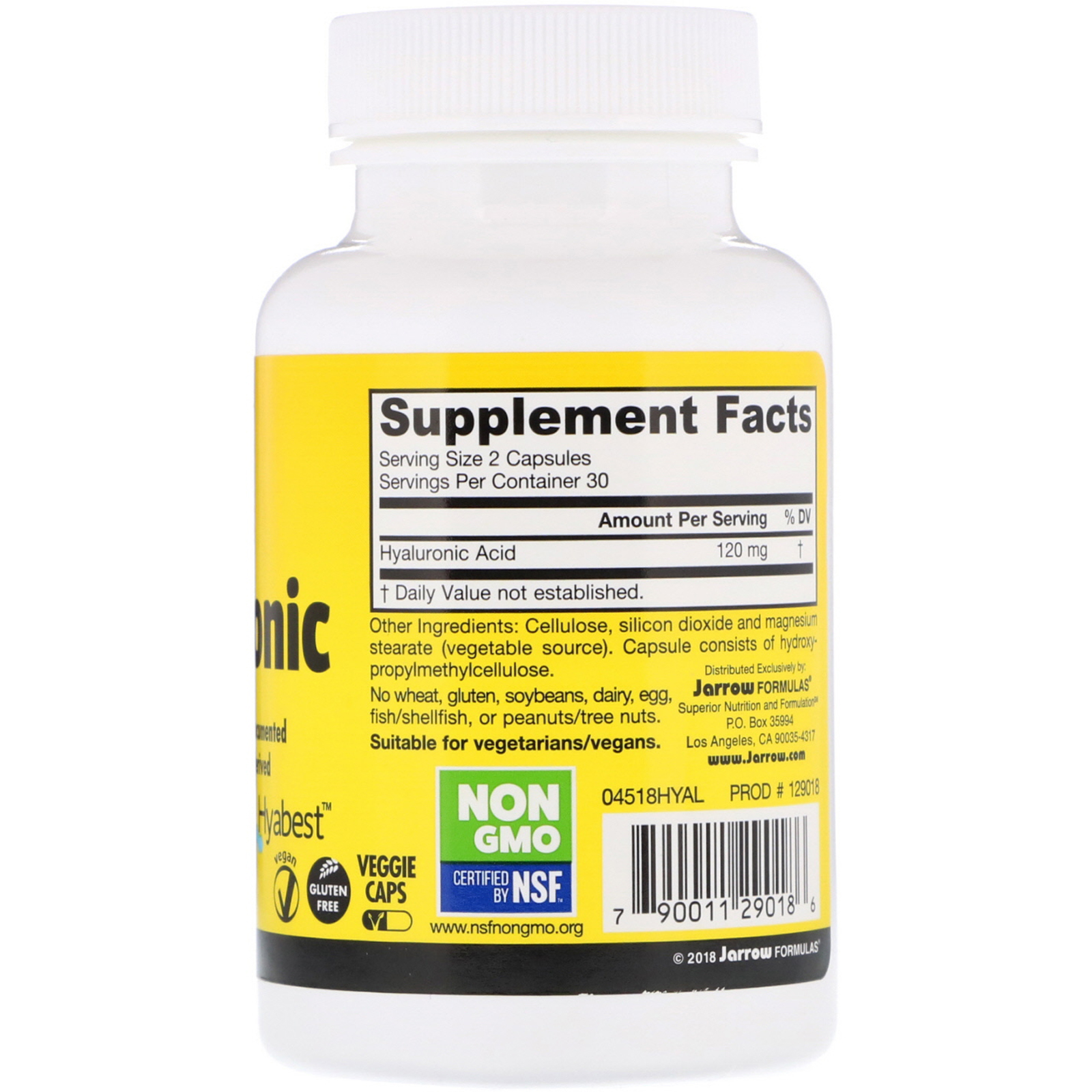 Jarrow Formulas, Ácido Hialurônico, 60 Cápsulas Vegetais - Imagem 2