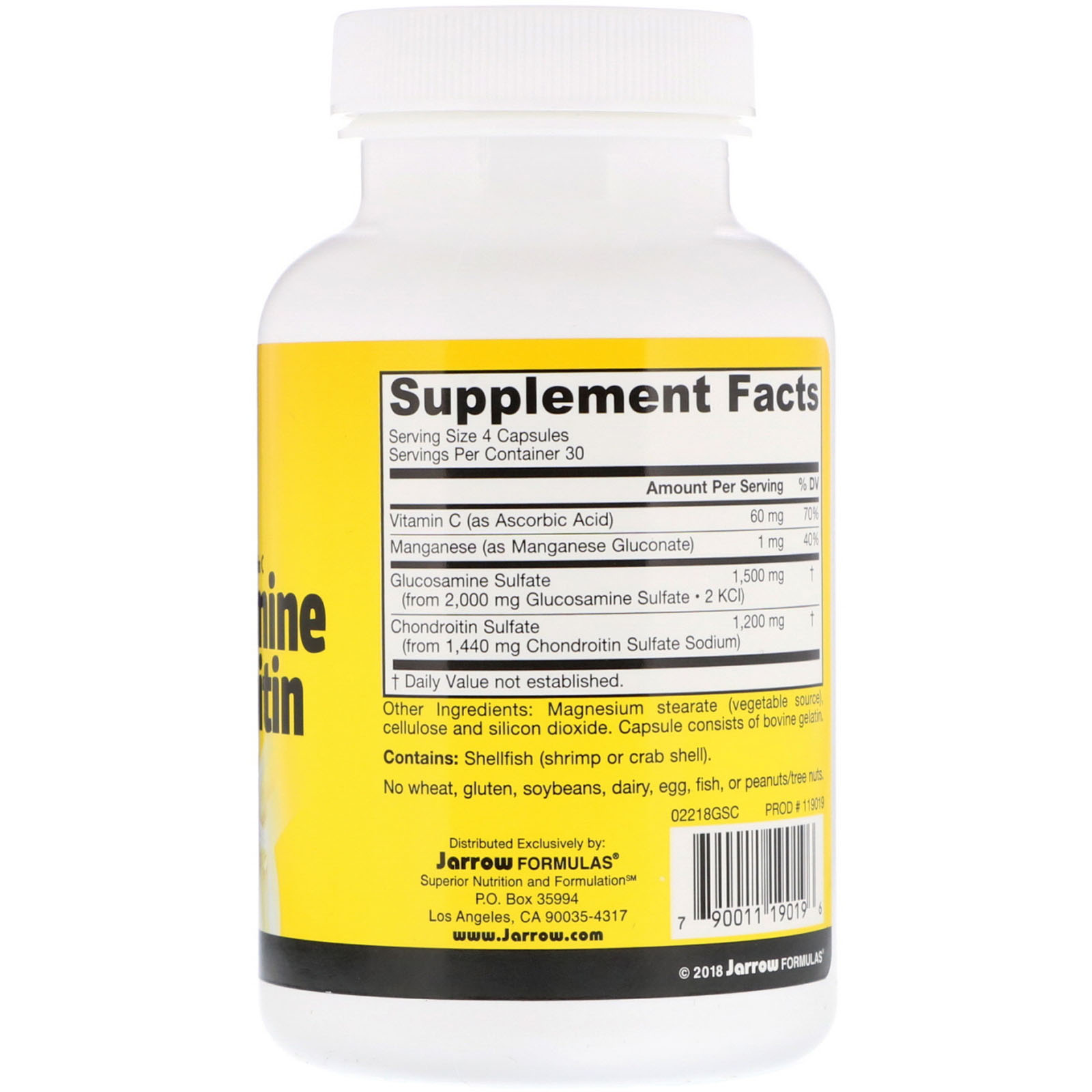 Jarrow Formulas, Combinação de Glucosamina + Condroitina, 120 cápsulas - Imagem 2