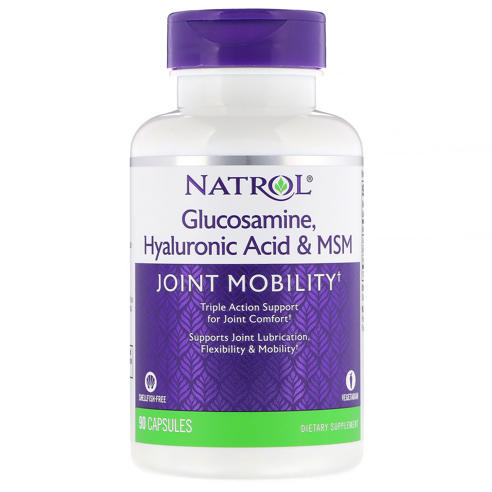 Natrol, Glucosamina, Ácido Hialurônico e MSM, 90 Cápsulas