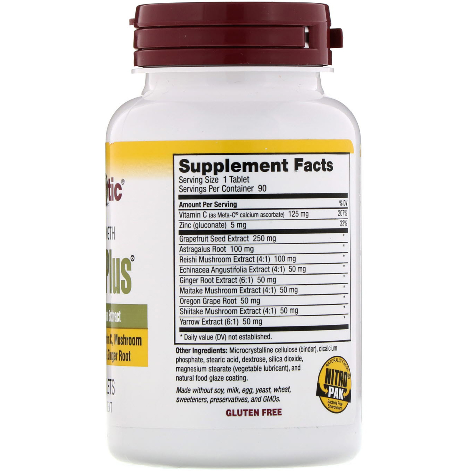 NutriBiotic, DefensePlus, Potência Máxima, 90 Comprimidos Veganos - Imagem 2