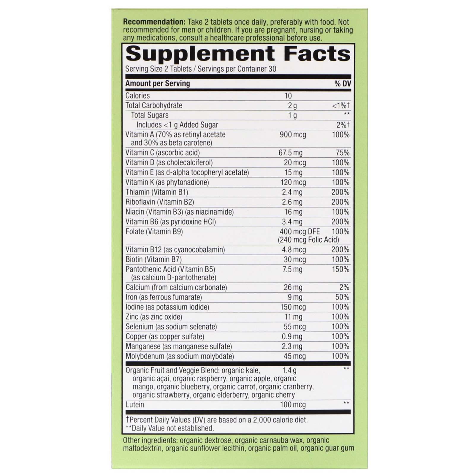 Nature's Way, Alive! Garden Goodness, Women's Multivitamin, 60 Tablets - Imagem 2