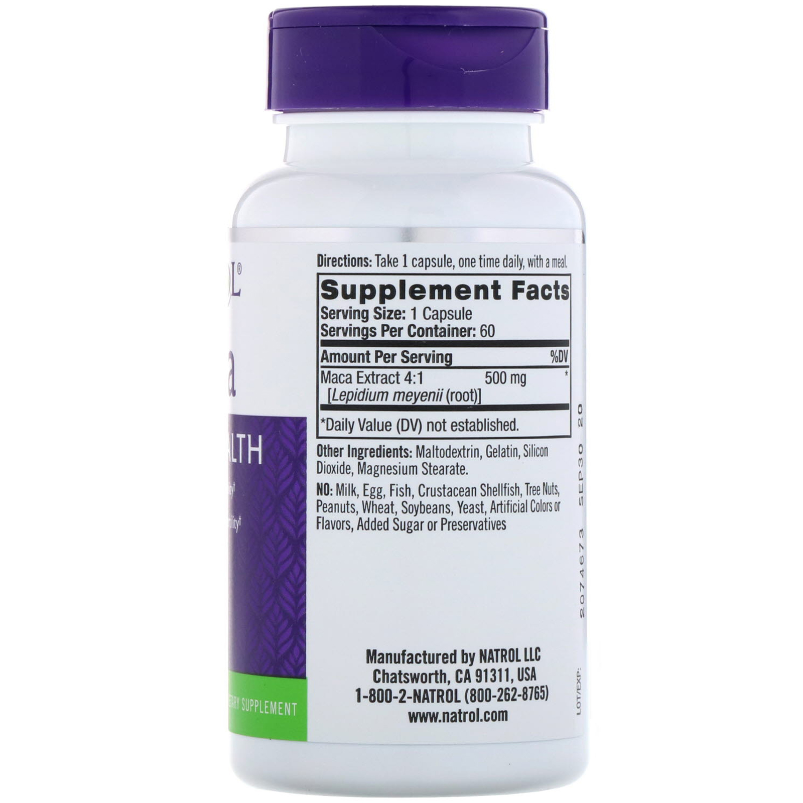 Natrol, Maca, 500 mg, 60 Cápsulas - Imagem 2